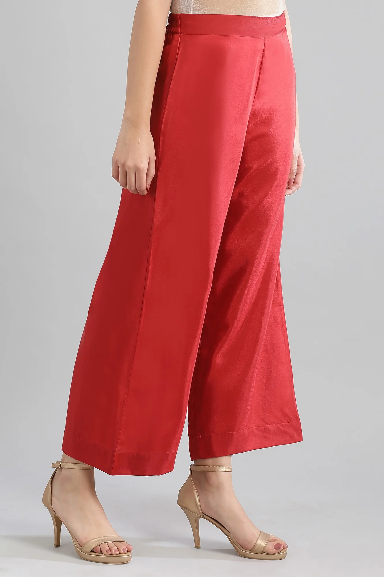 Red Solid Palazzos - Image 4