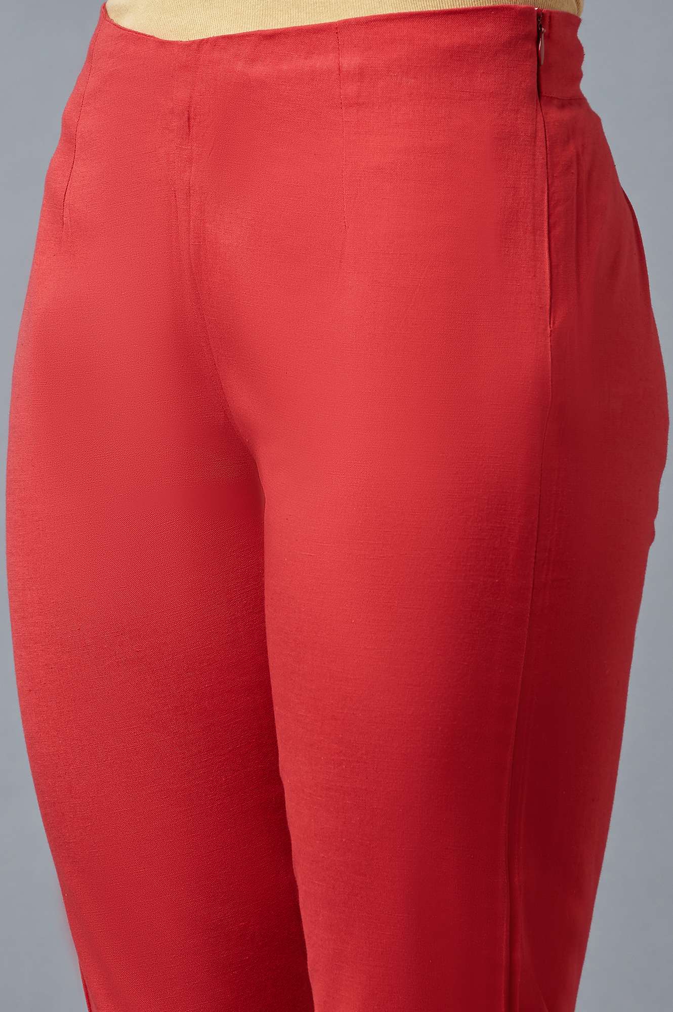 Red Solid Trousers - Image 6