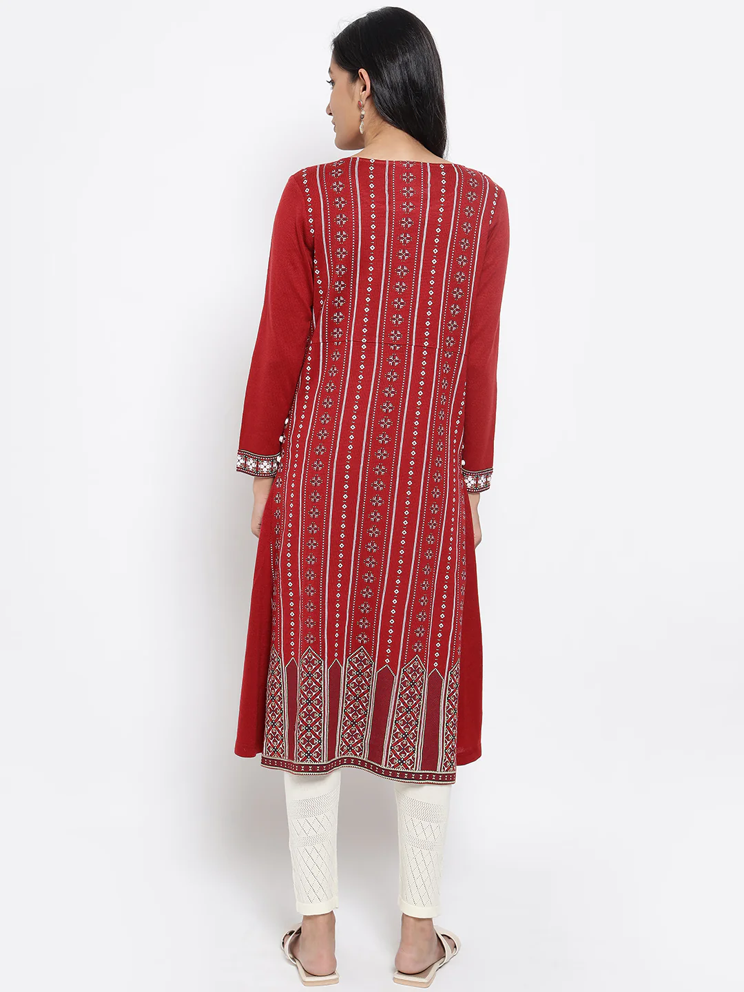 Red Team Printed Acrylic kurta - Image 5