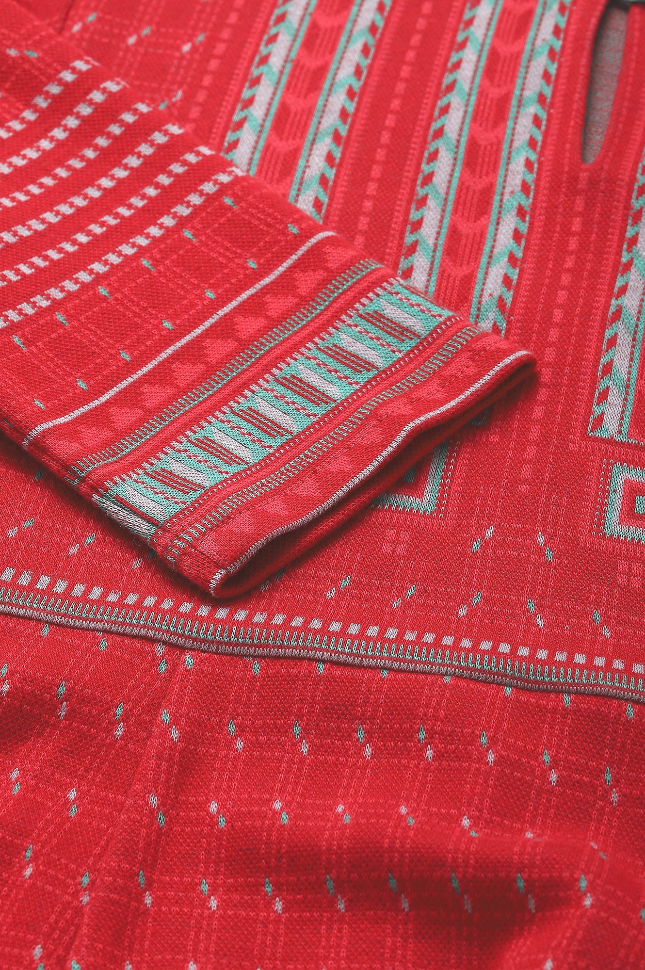 Red Yarn-dyed A-line Winter Dress - Image 7