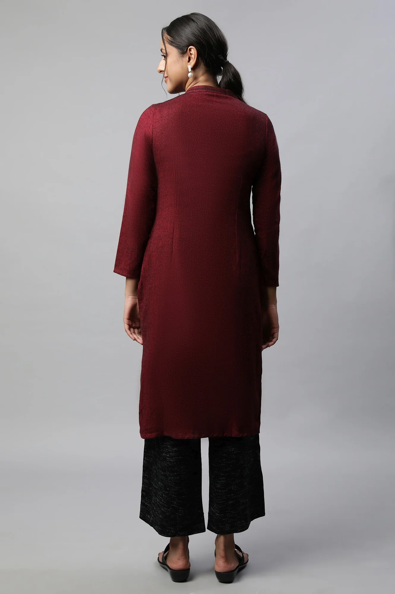 Red Yarn Dyed kurta - Image 2