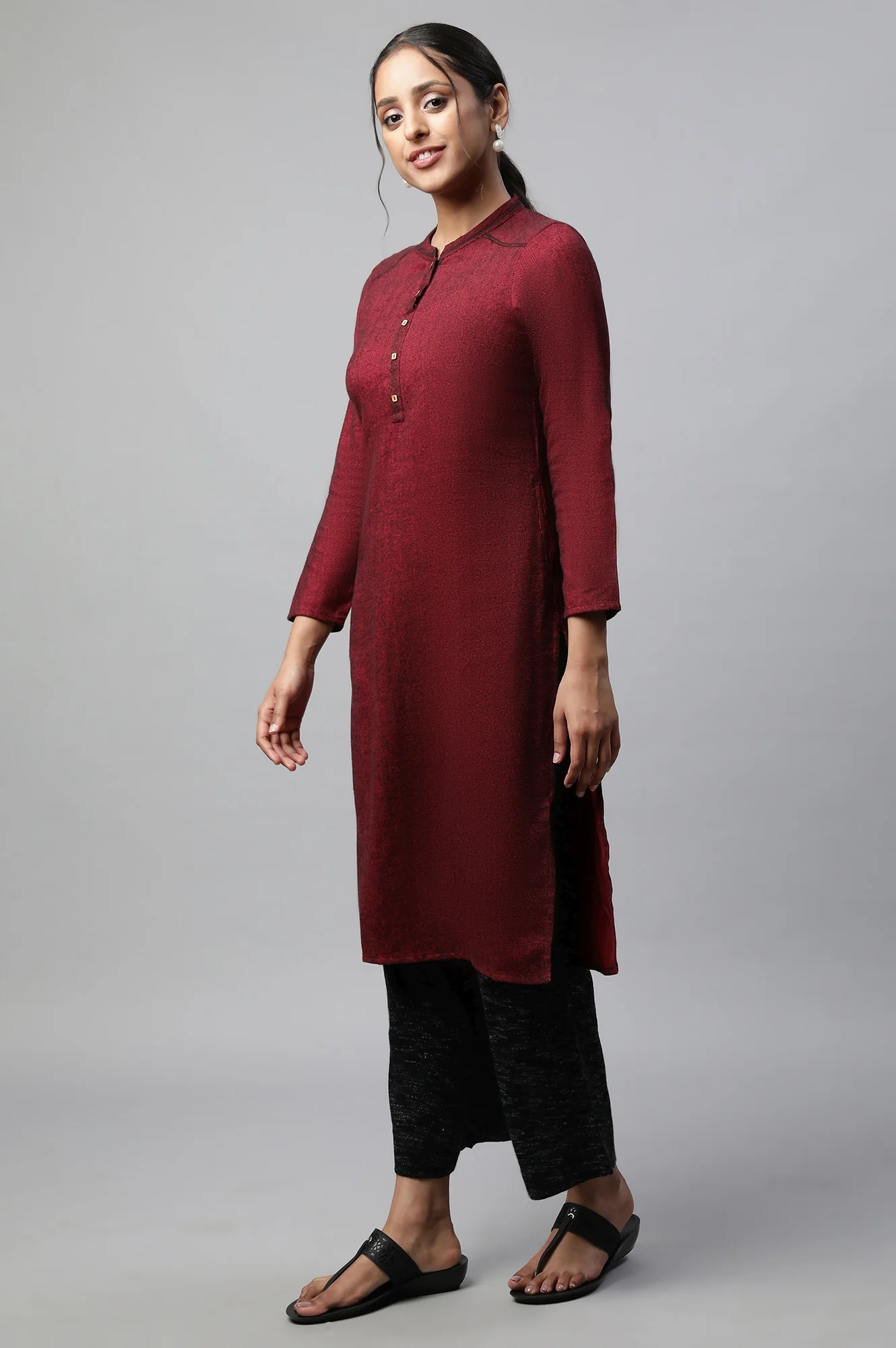Red Yarn Dyed kurta - Image 3