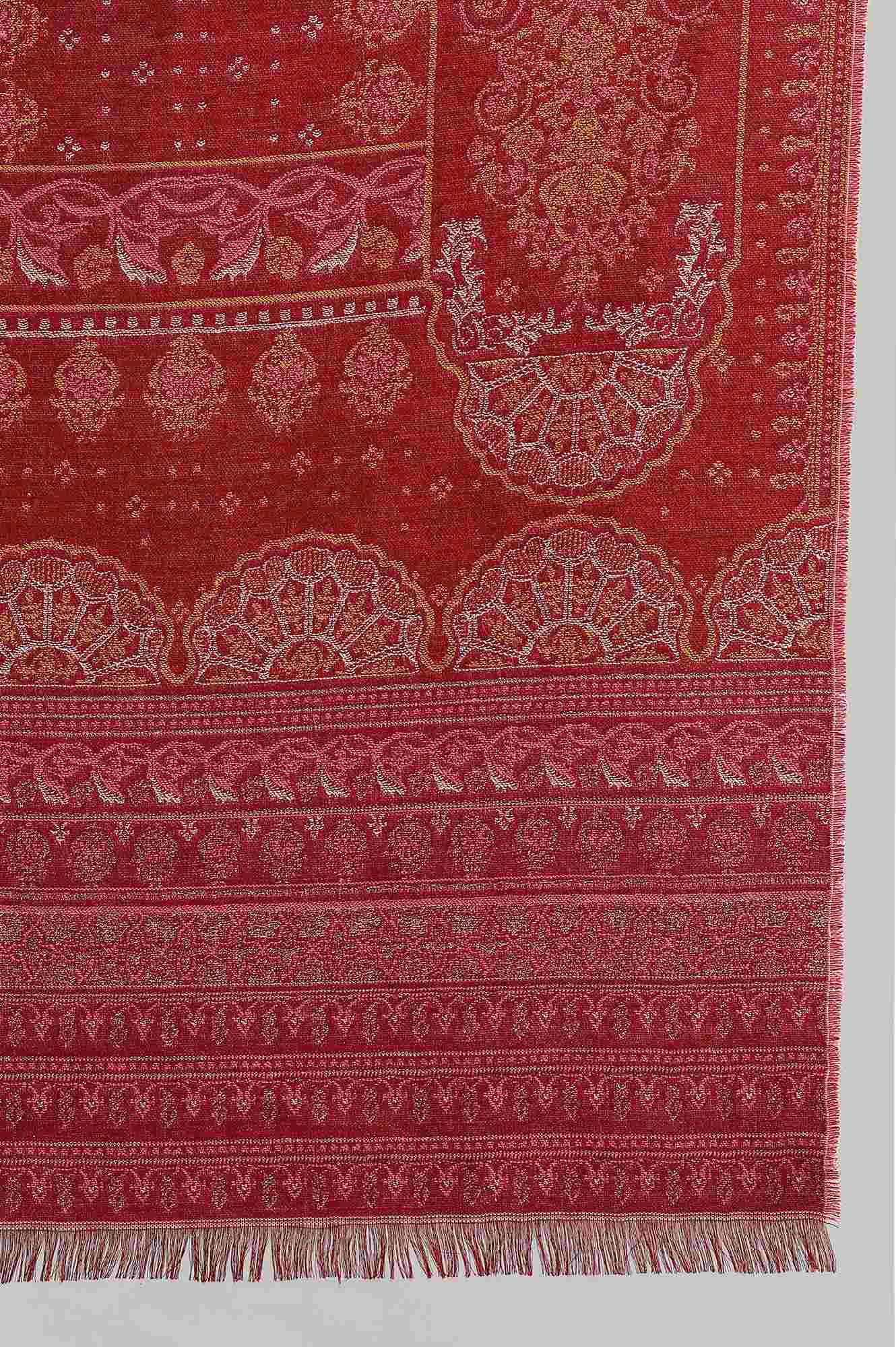 Red Yarn-dyed Shawl - Image 4