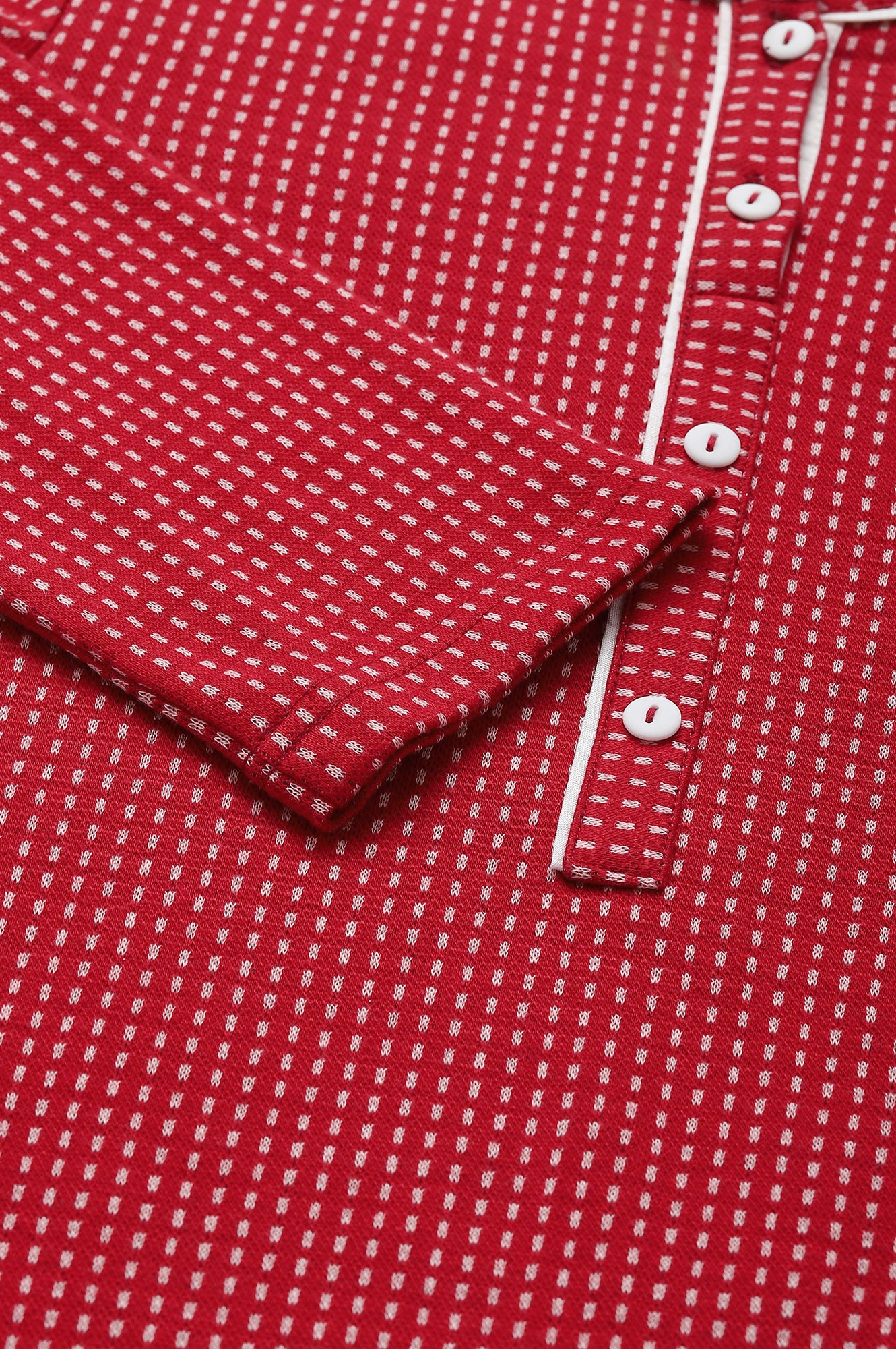 Red Yarn-dyed Winter kurta - Image 7