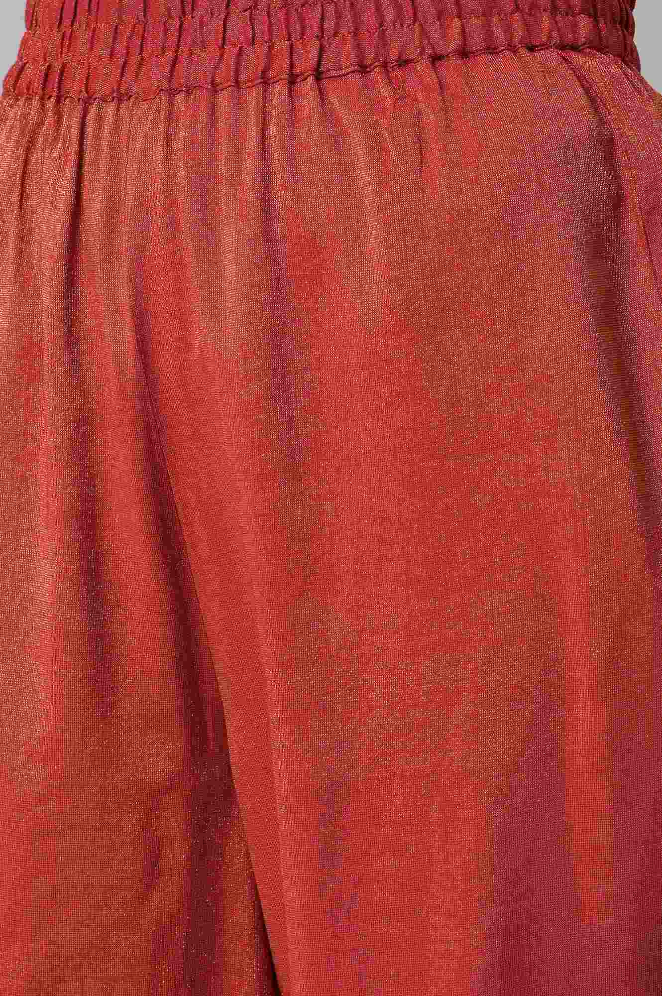 Red Zari Embroidered kurta and Straight Palazzo Set - Image 7