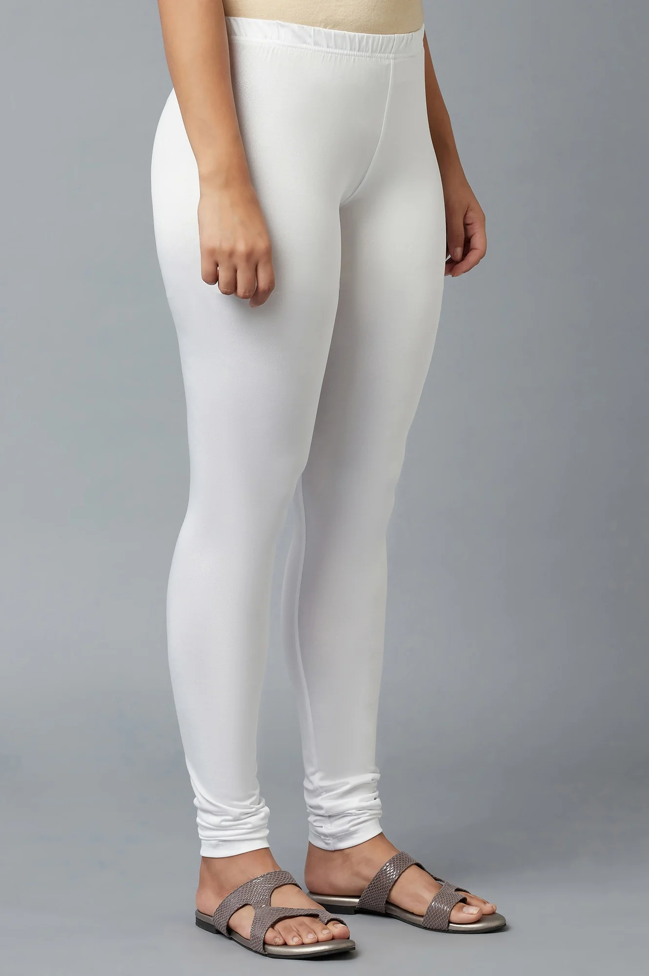 Shimmer White Skin Fit Churidar - Image 4