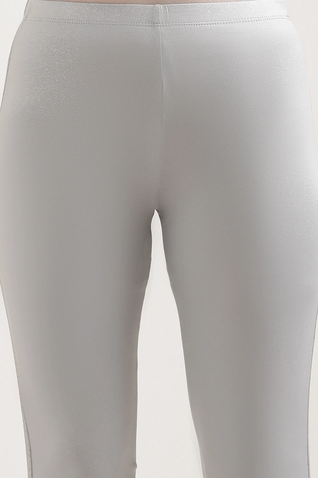 Silver Solid Skinny Fit Tights With Elasticated Waist - Image 6