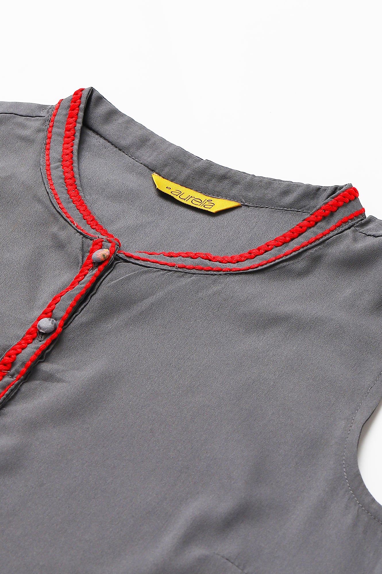 Steel Grey Short kurta With Printed Palazzo - Image 2