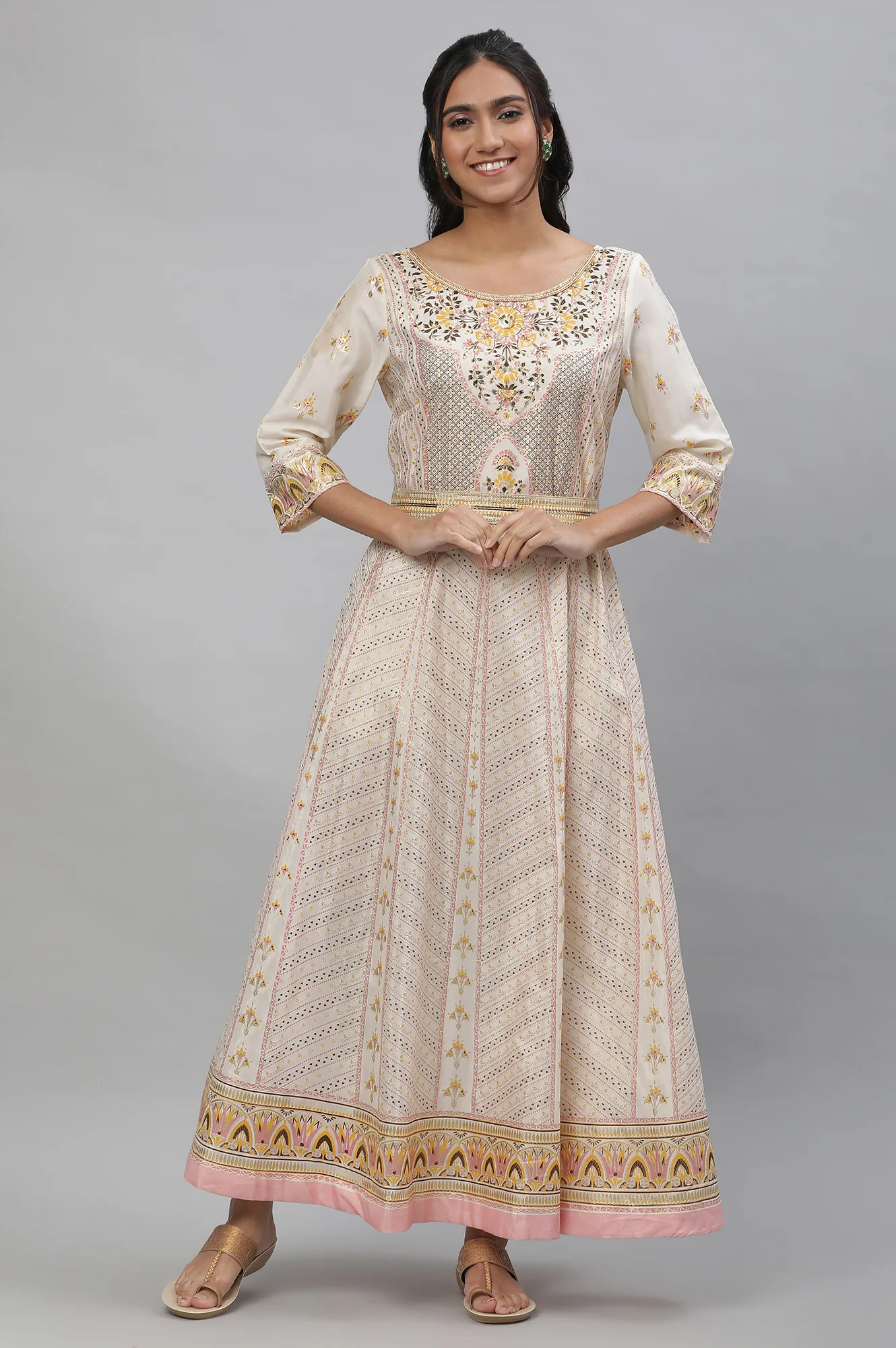 White A-Line Printed Summer Dress - Image 2