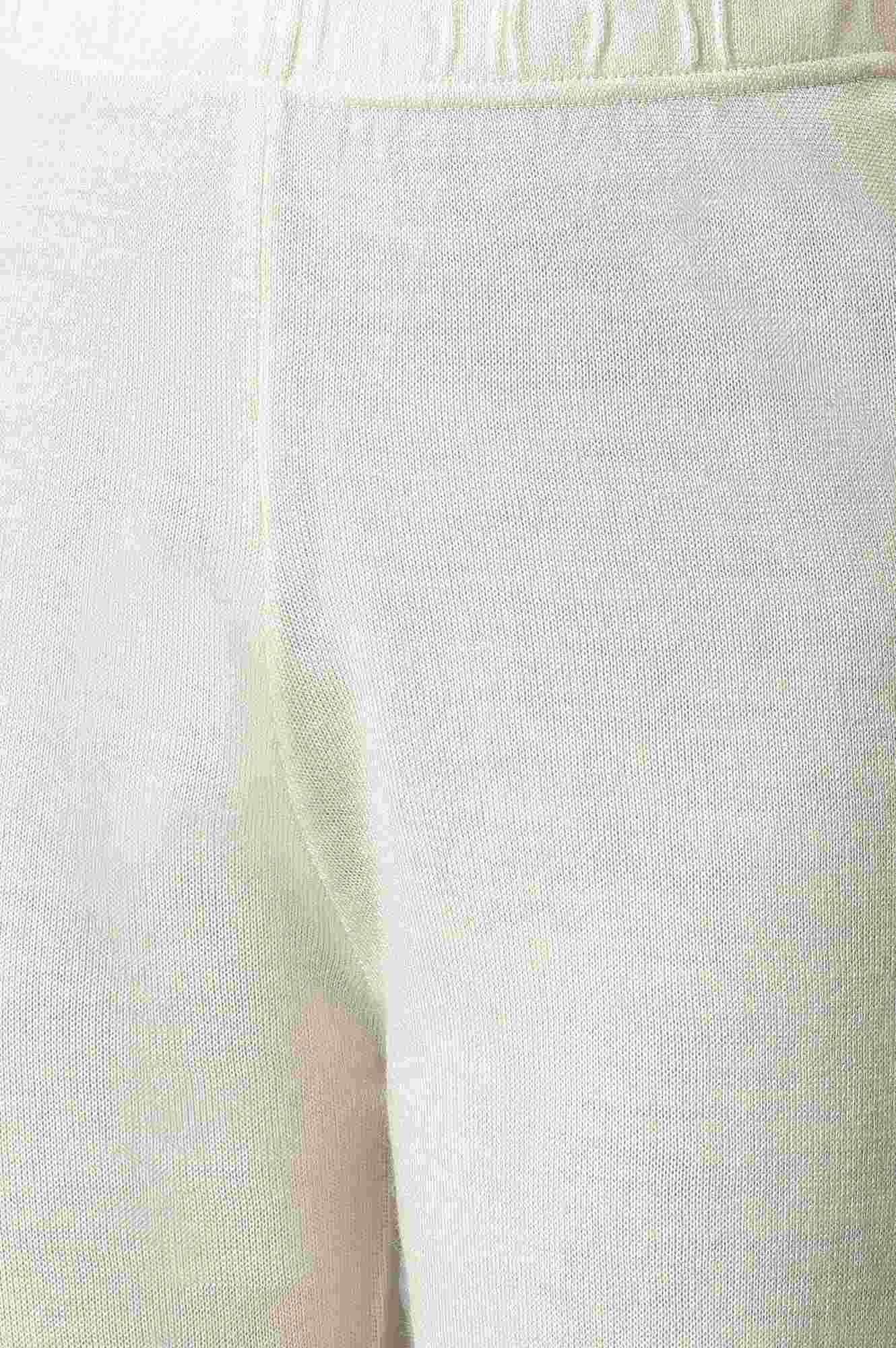 White Geometric Straight Fit Acrylic Palazzo With Elasticated Waist - Image 7