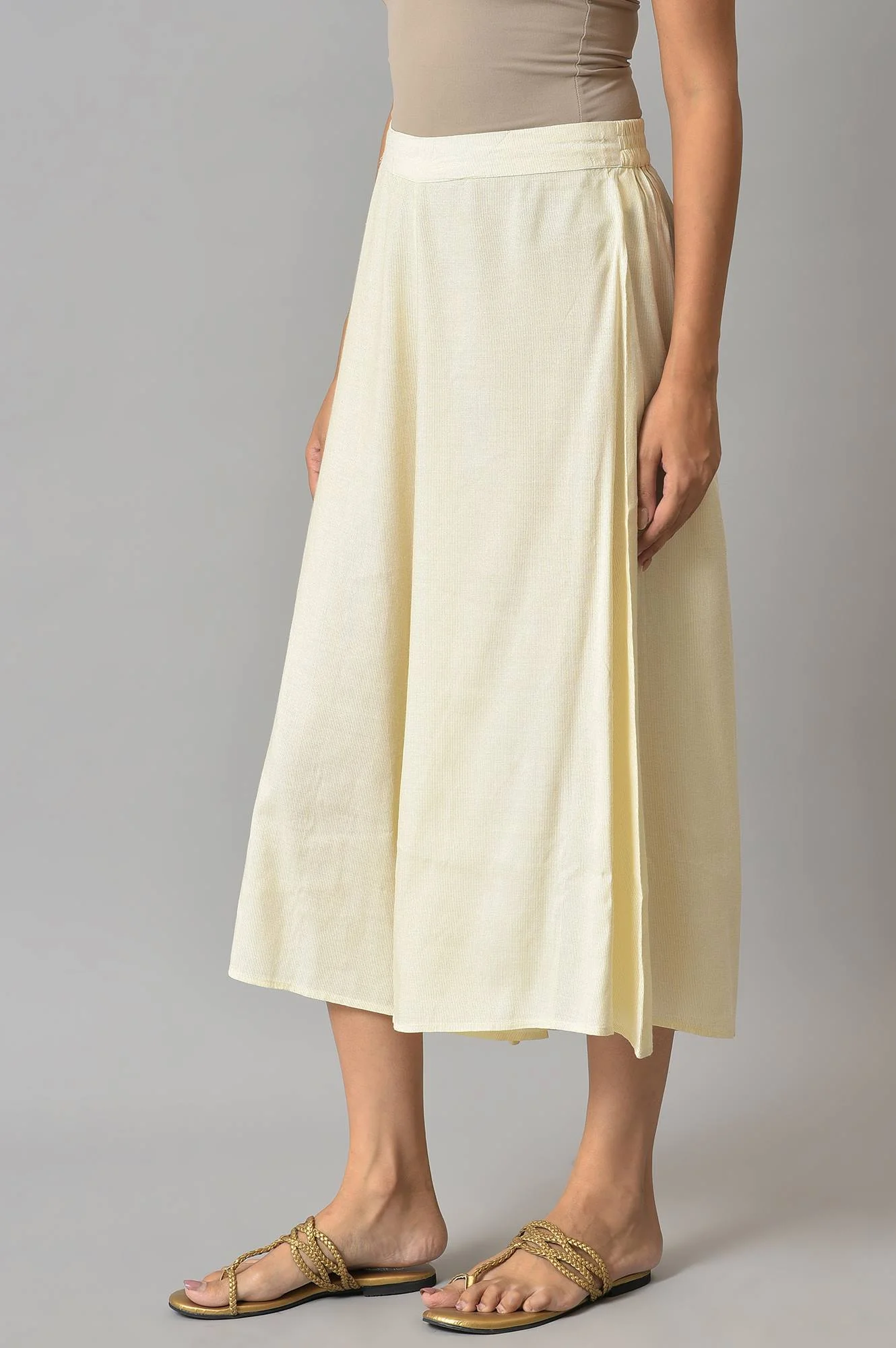 White Ankle Length Flared Culottes - Image 3