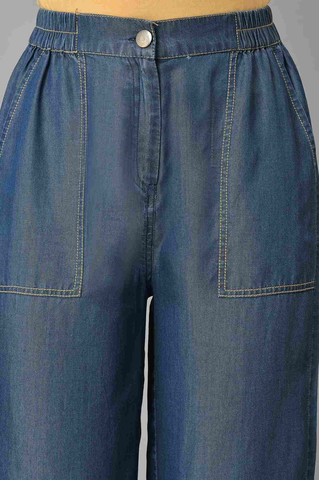 White Cotton kurta & Denim Narrow Pants - Image 6