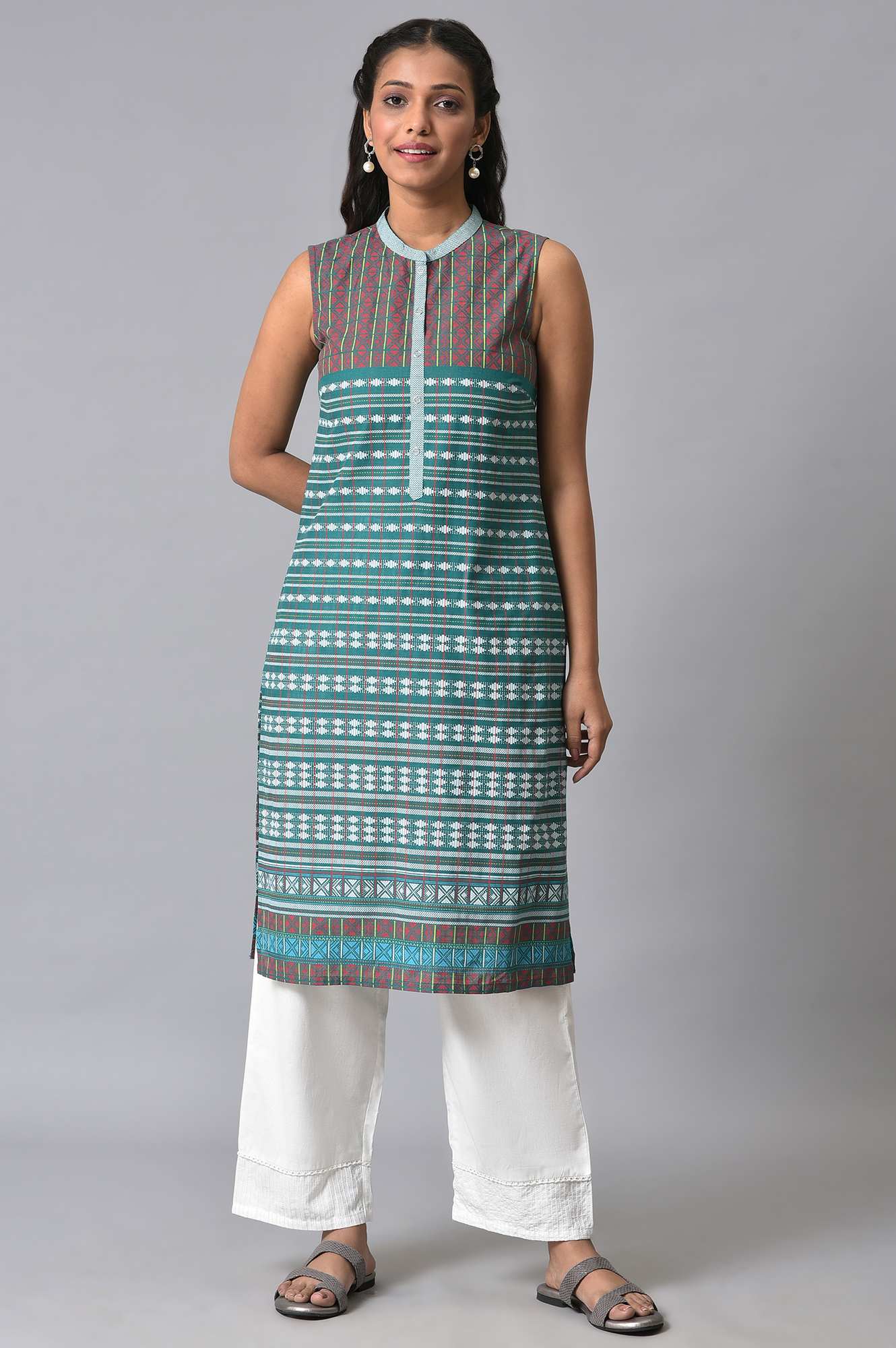 White Plus Size Cotton Narrow Palazo - Image 5