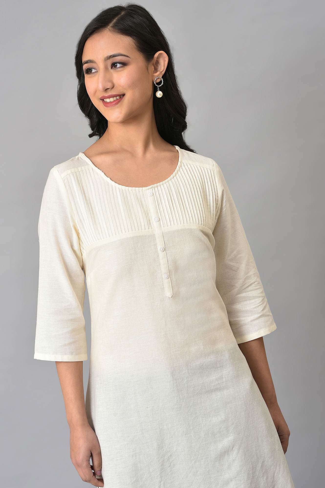 White Solid Cotton kurta - Image 5