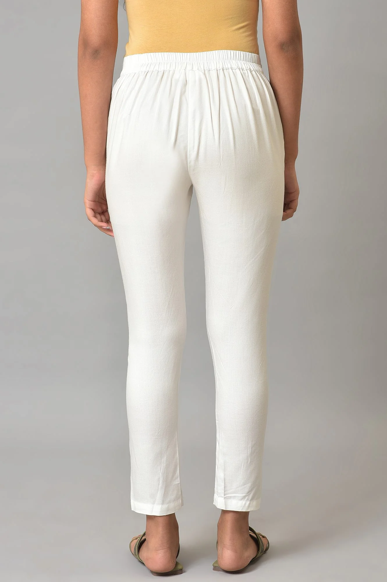 White Straight Fit Plus Size Trouser Pants - Image 2