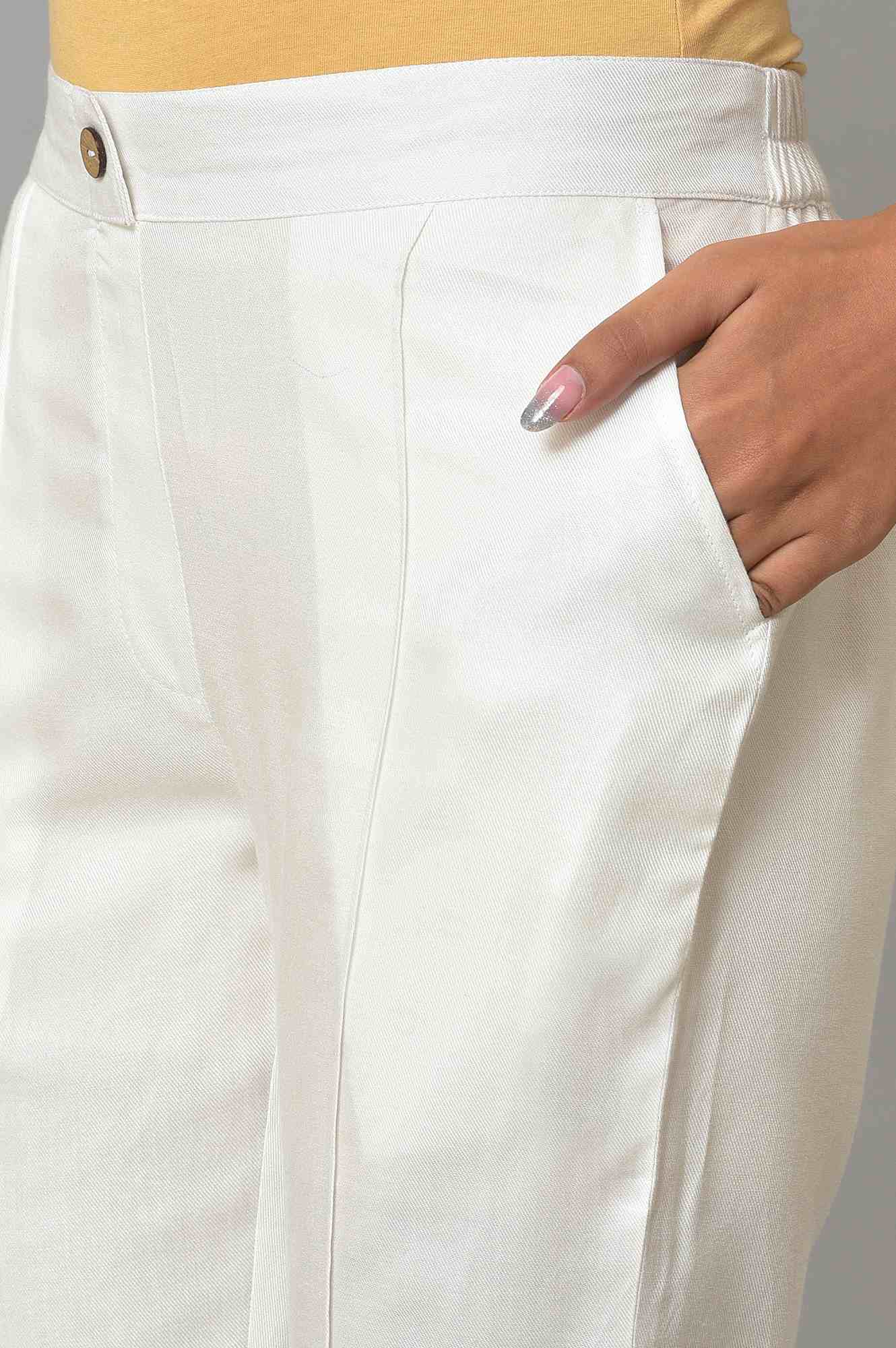 White Straight Fit Plus Size Trouser Pants - Image 7