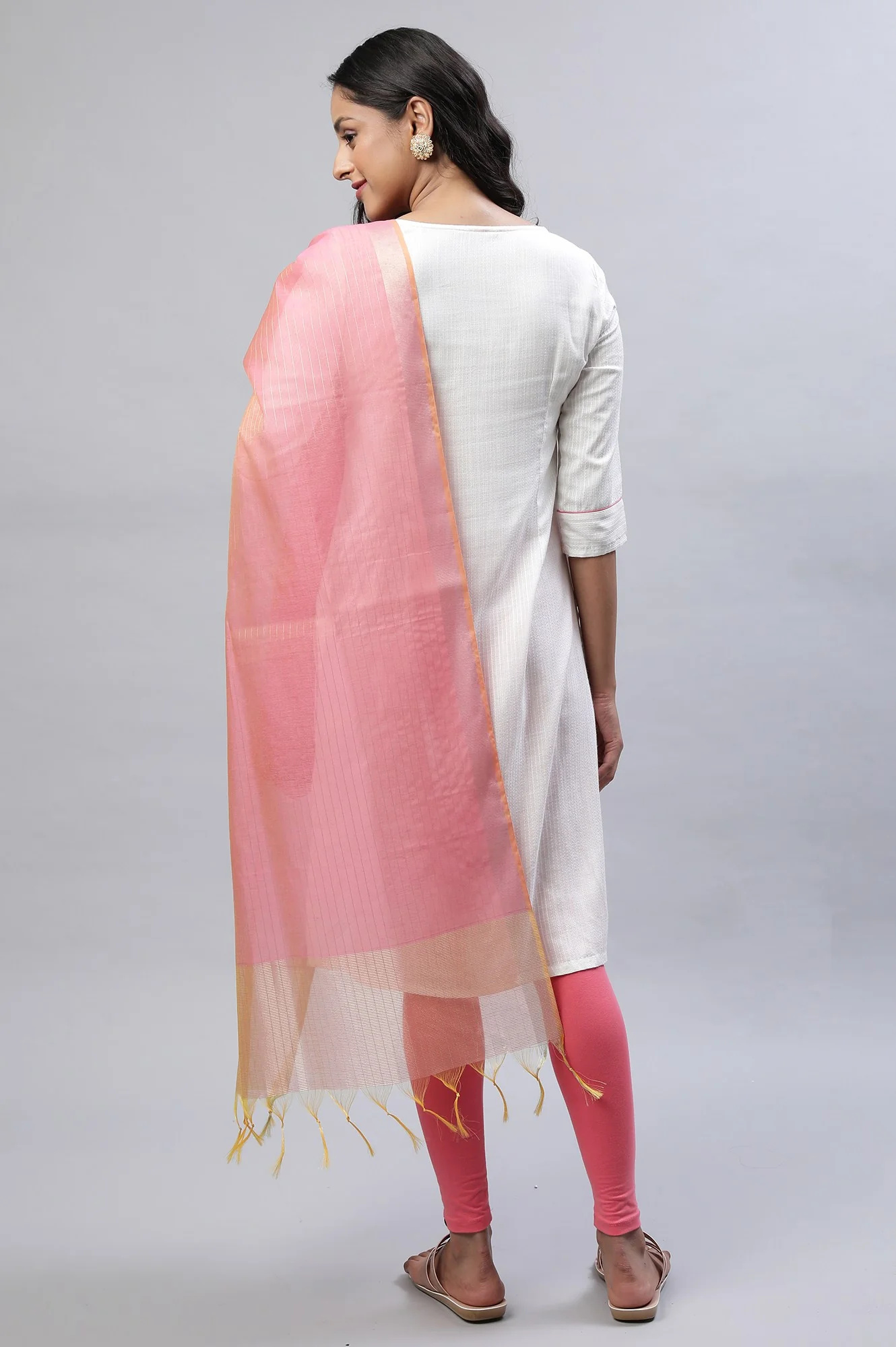 White Zari Embroidered Plus Size Festive kurta - Image 2
