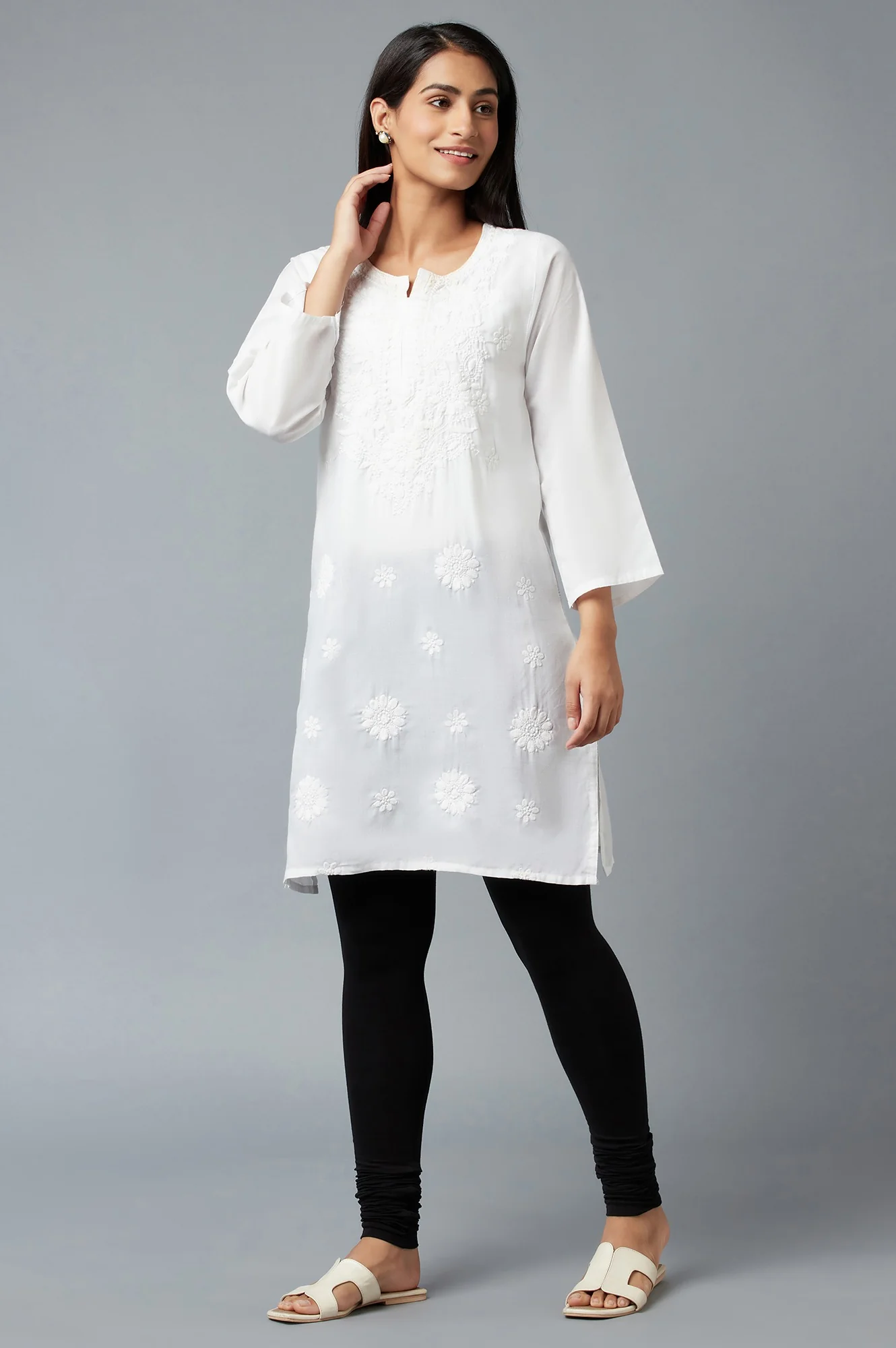 Women Black Ankle Length Cotton Lycra Churidar - Image 5