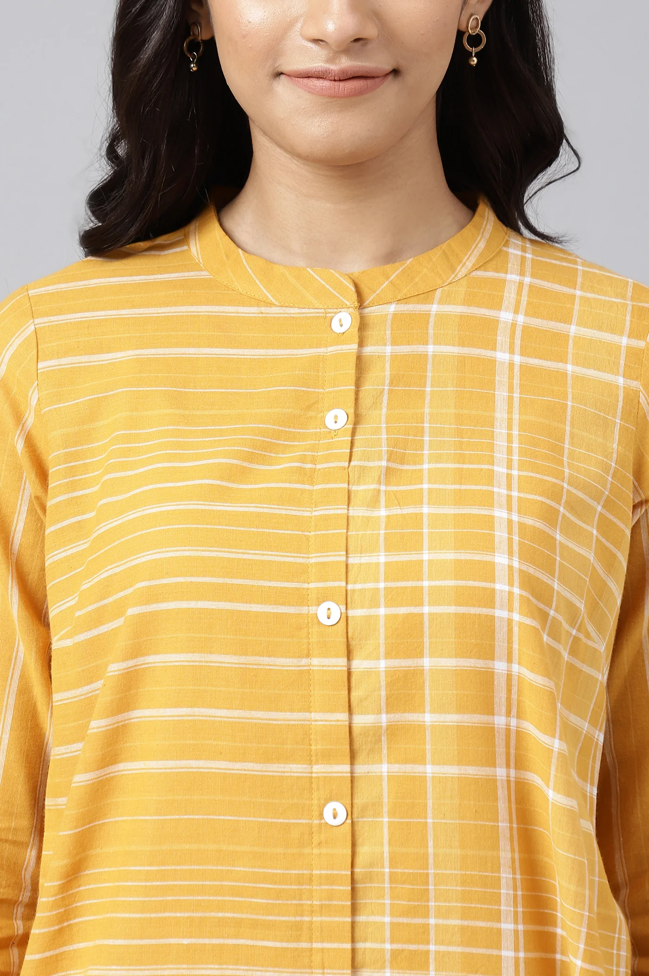 Yellow Asymmetric Placement kurta - Image 8