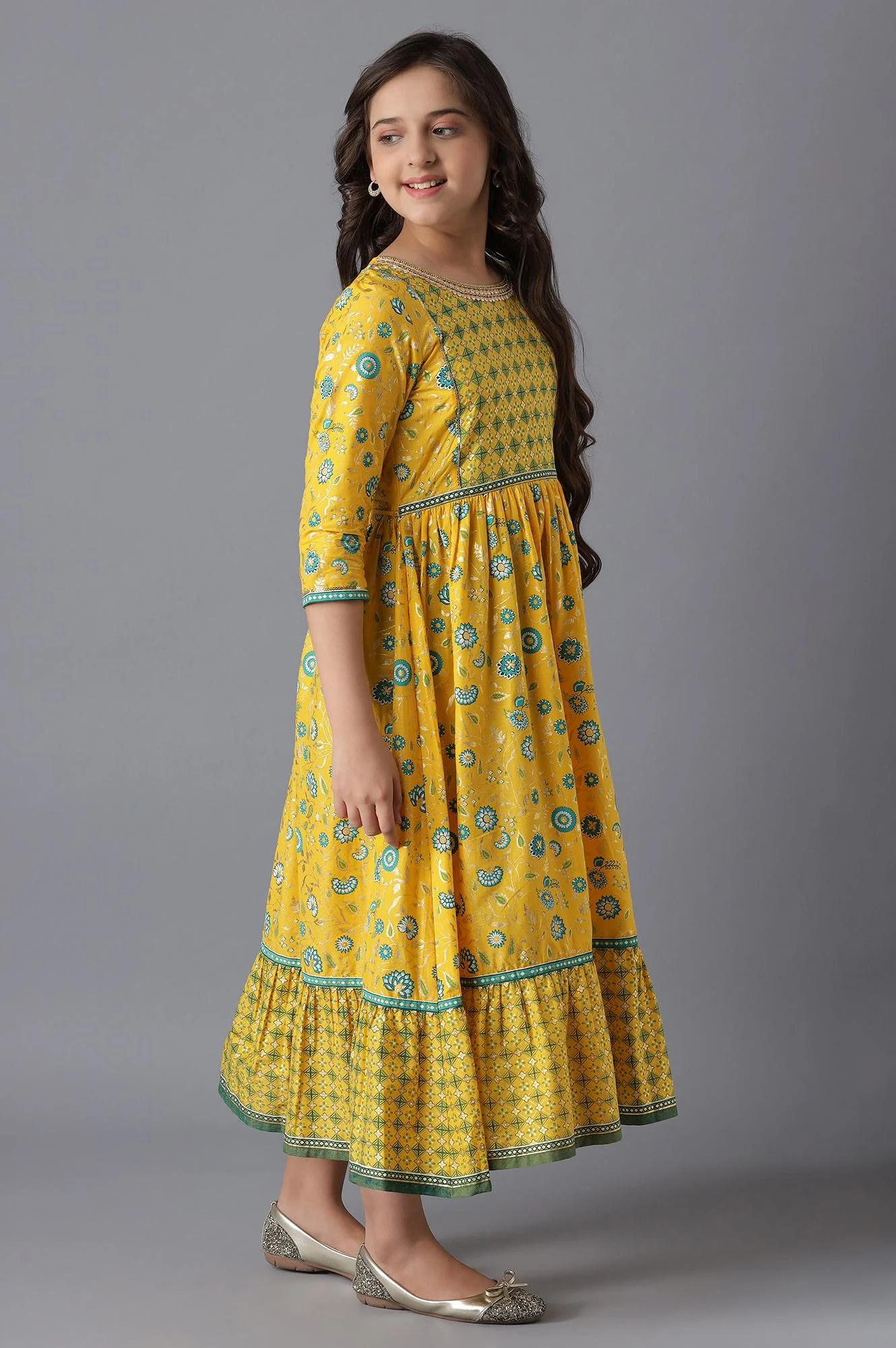 Yellow Cotton Girls Dress - Image 4