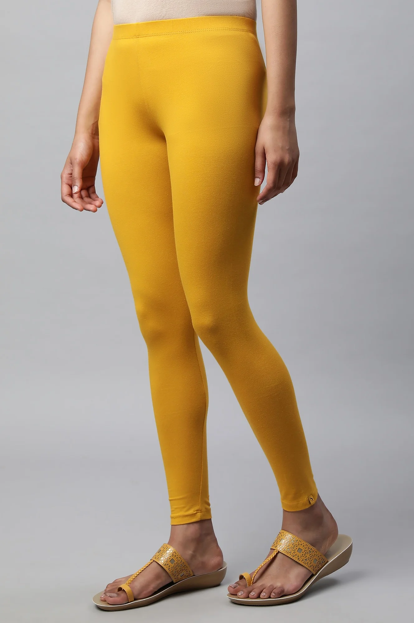 Yellow Cotton Lycra Tights - Image 3