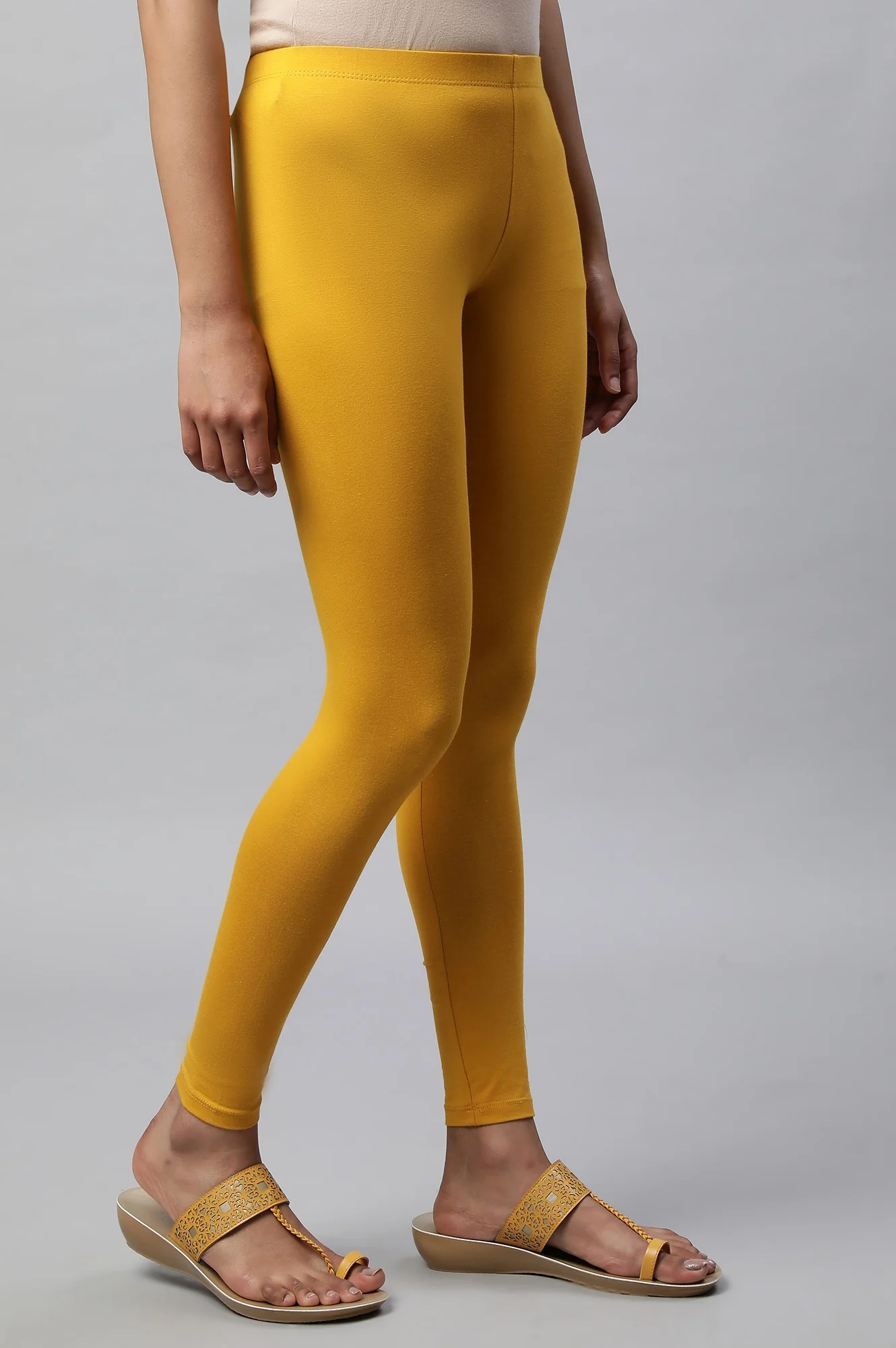 Yellow Cotton Lycra Tights - Image 4