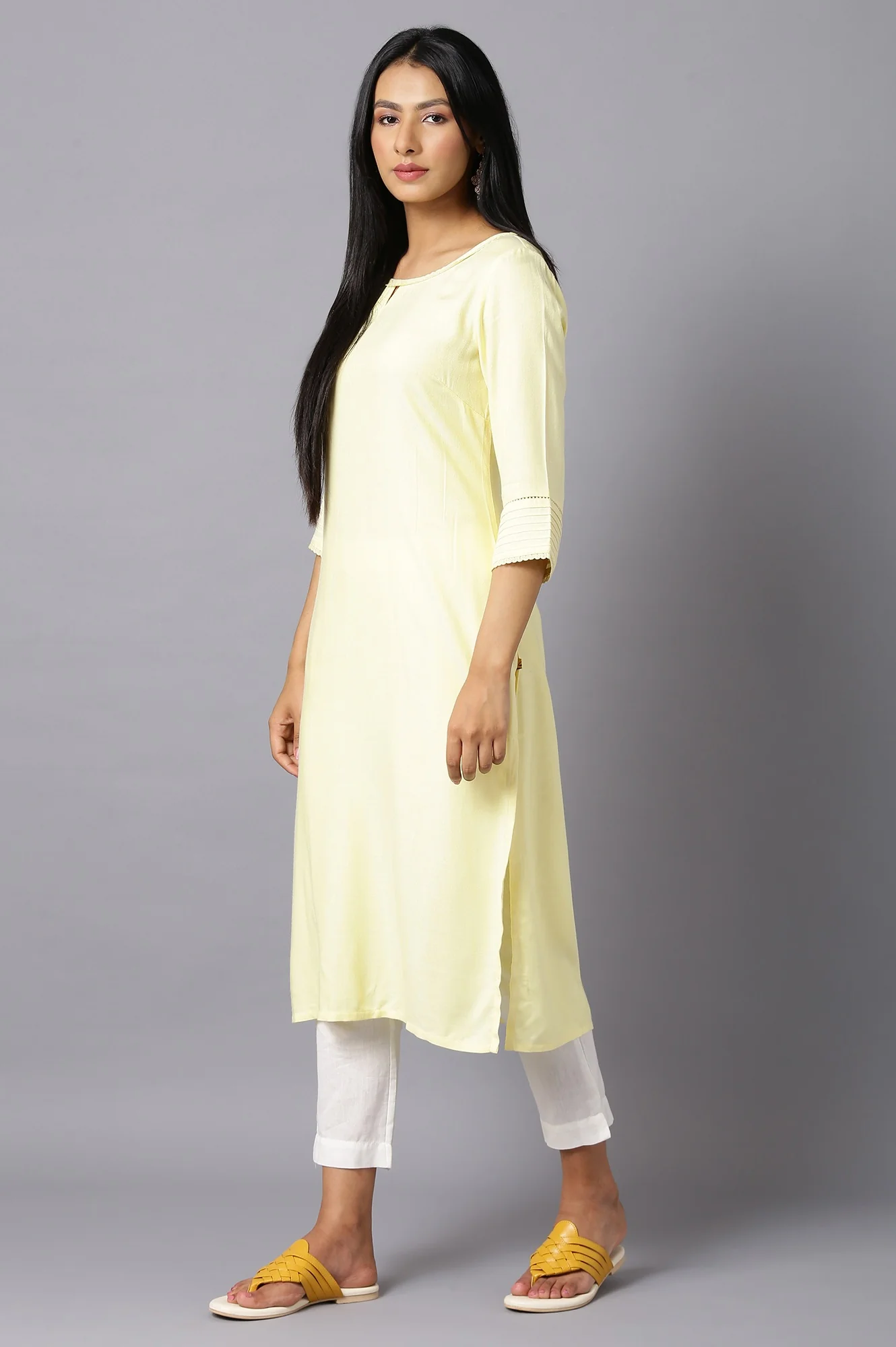 Yellow Ethnic kurta - Image 4