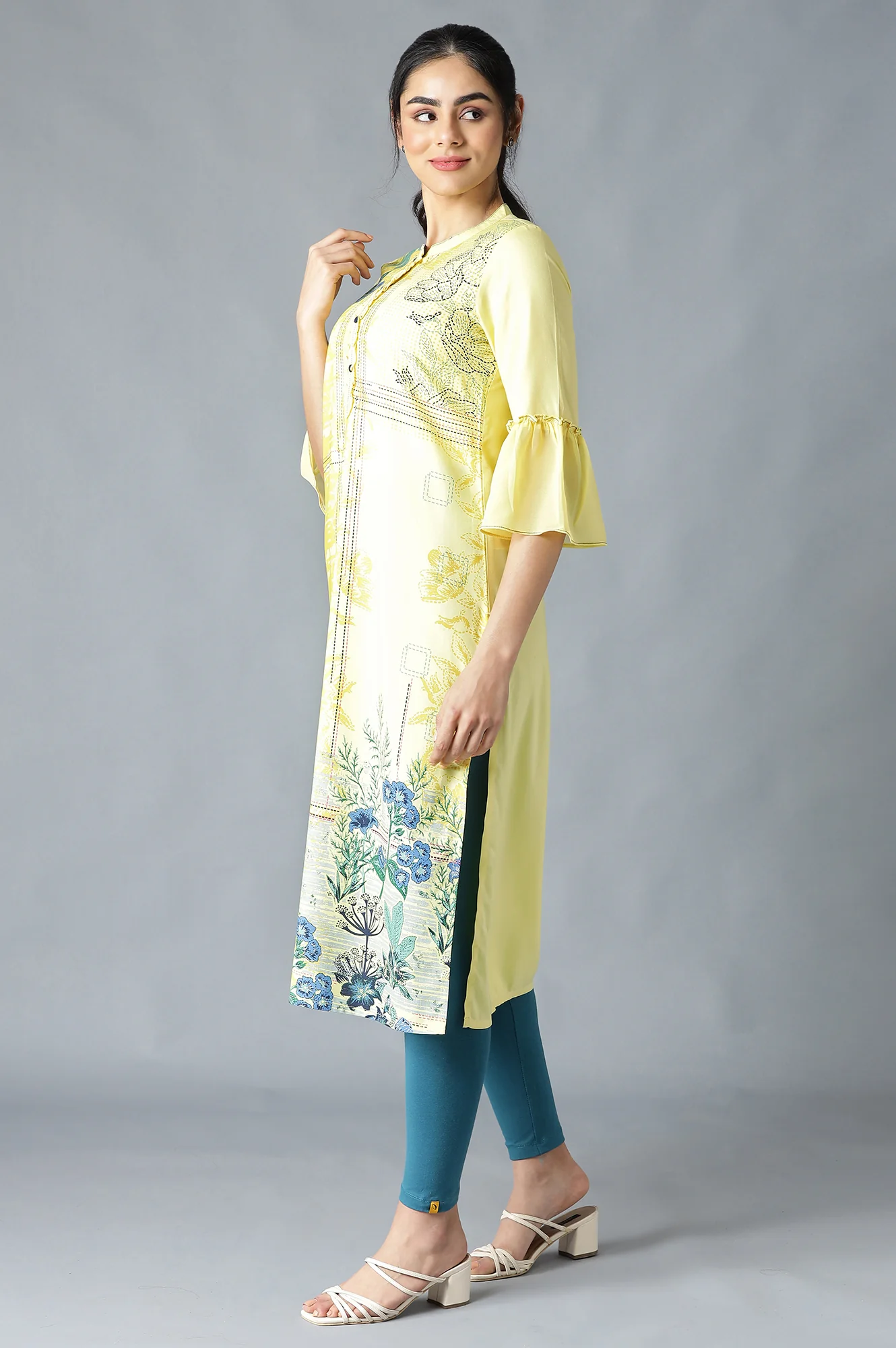 Yellow Floral Print kurta - Image 3