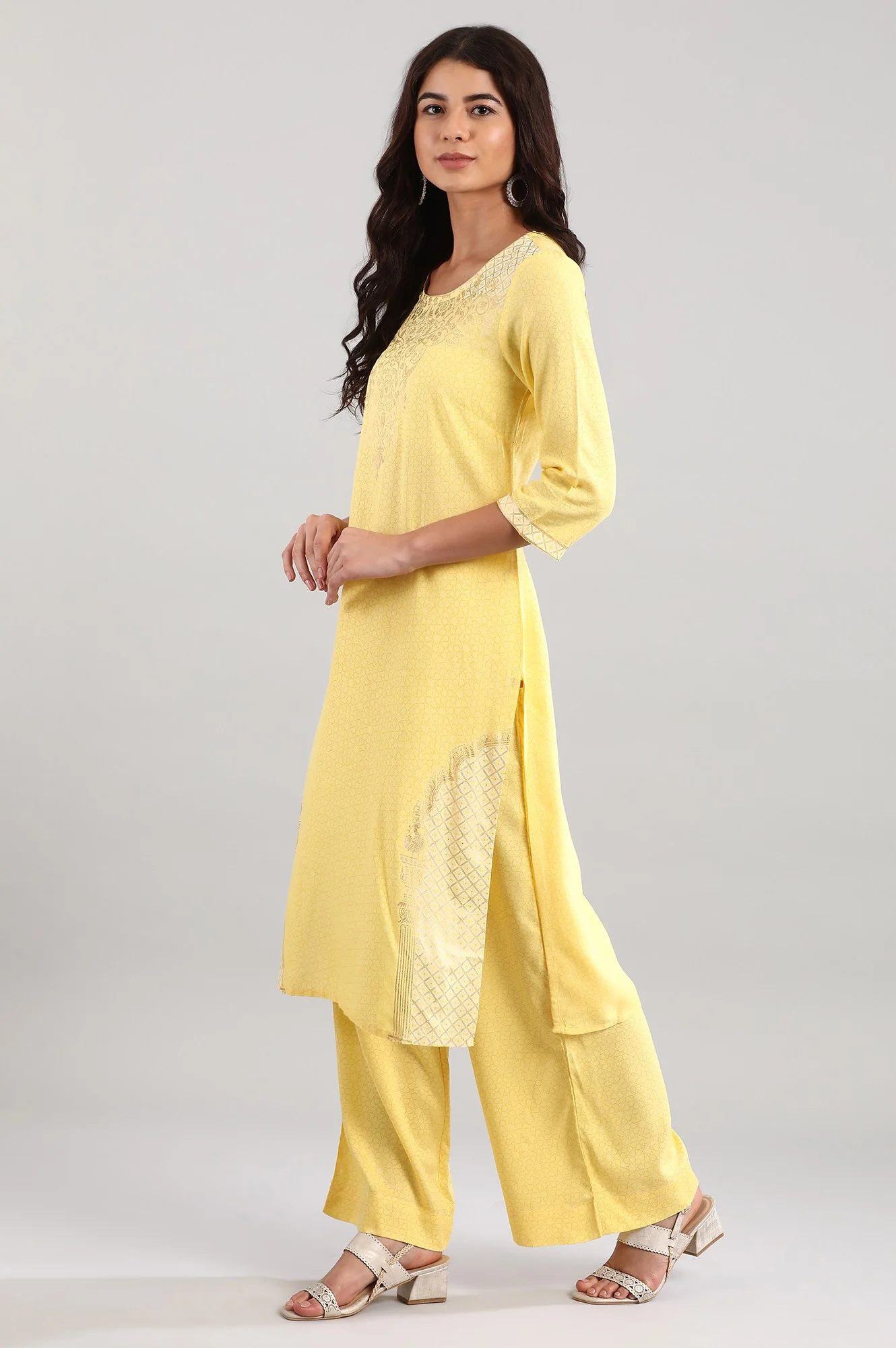 Yellow kurta- Palazzo Pants Set - Image 3