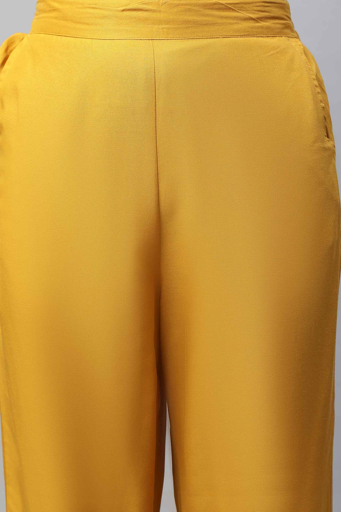 Yellow Narrow Palazzo With Pleats - Image 7
