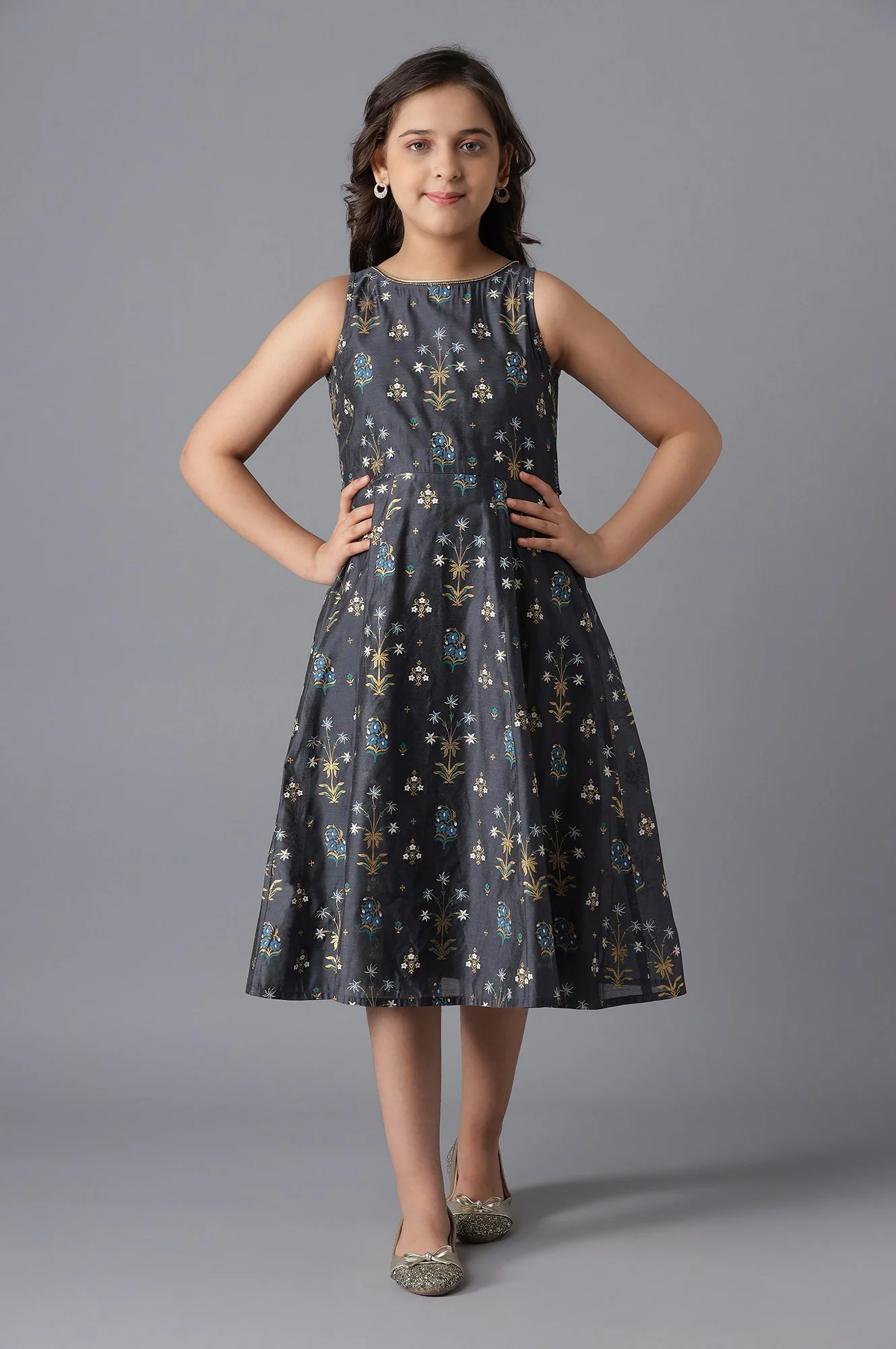 Yellow Poncho and Grey Dress Girls Set - Image 5