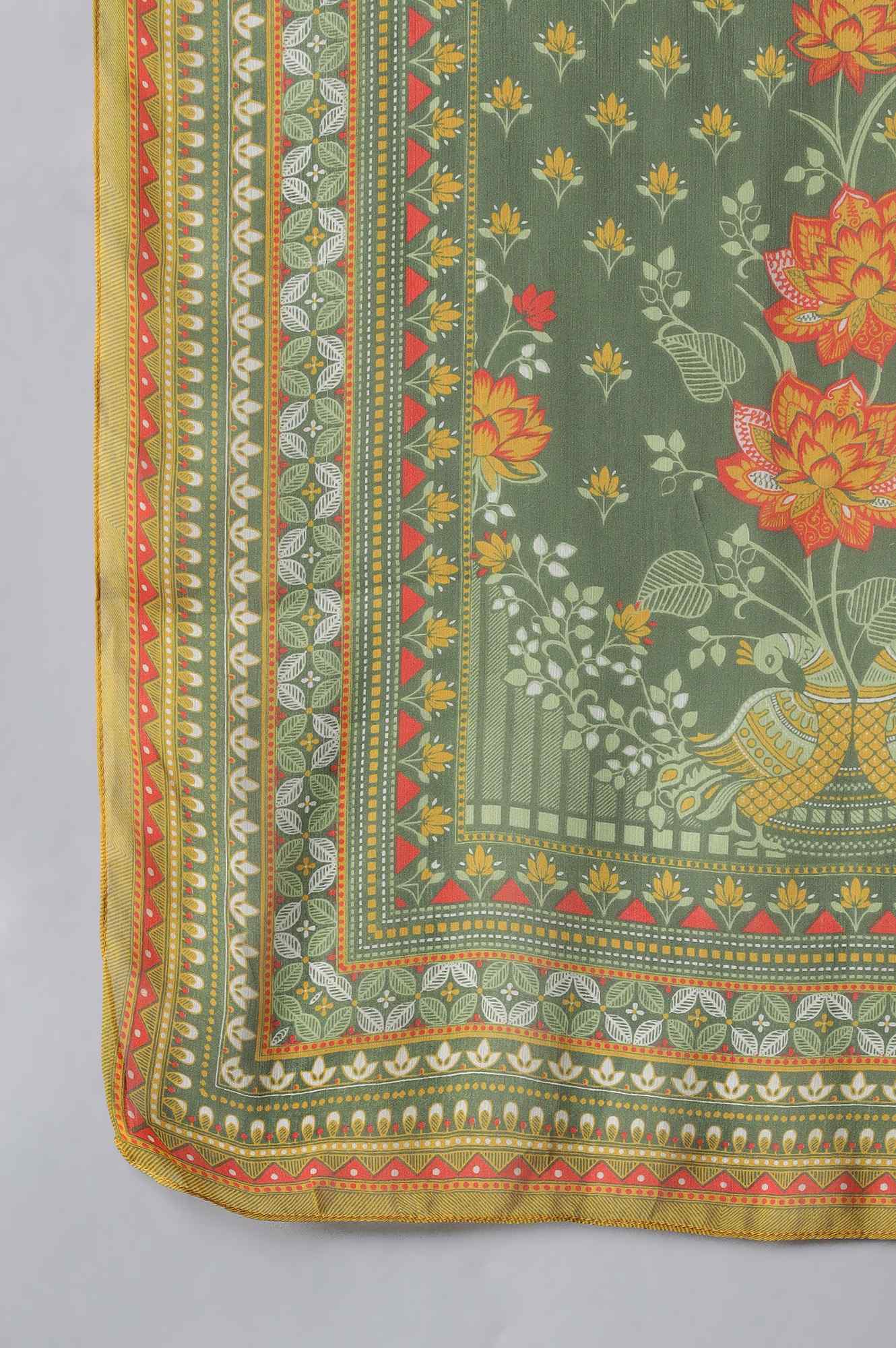 Yellow Printed Dress, Tights and Dupatta Set - Image 7