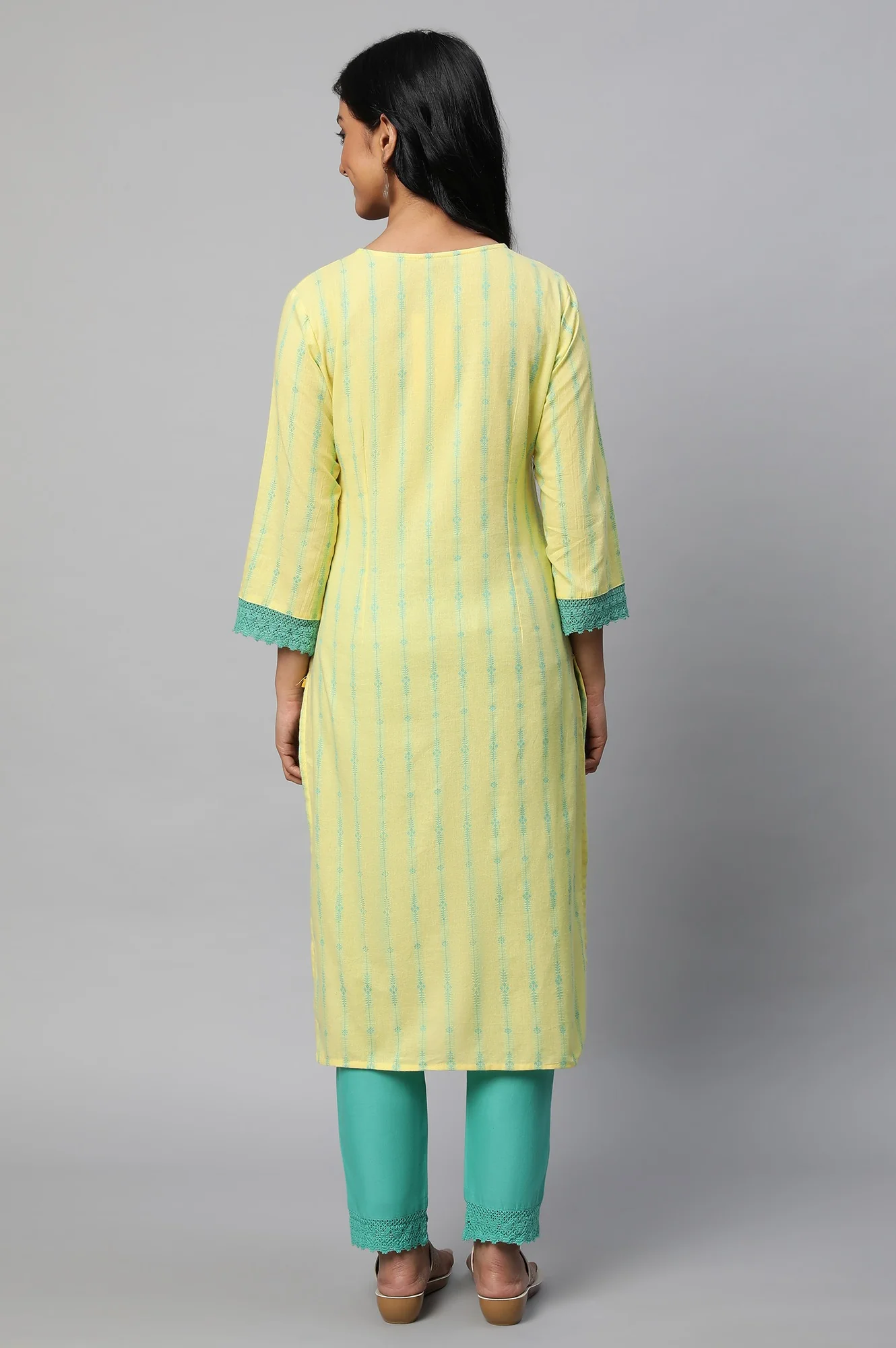 Yellow Printed Summer kurta Set - Image 2