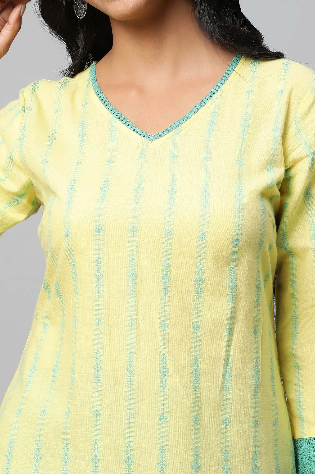 Yellow Printed Summer kurta Set - Image 5