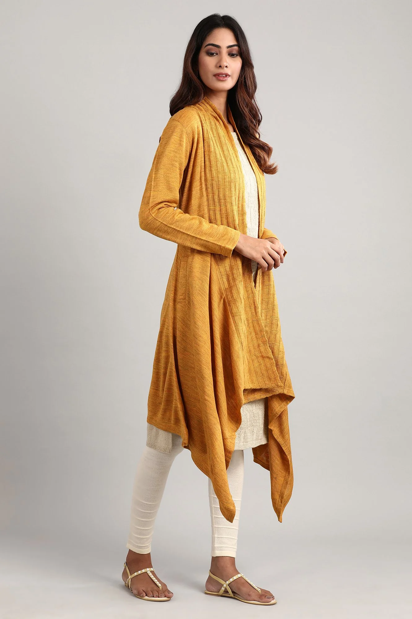 Yellow Shawl Collar Sweater - Image 4