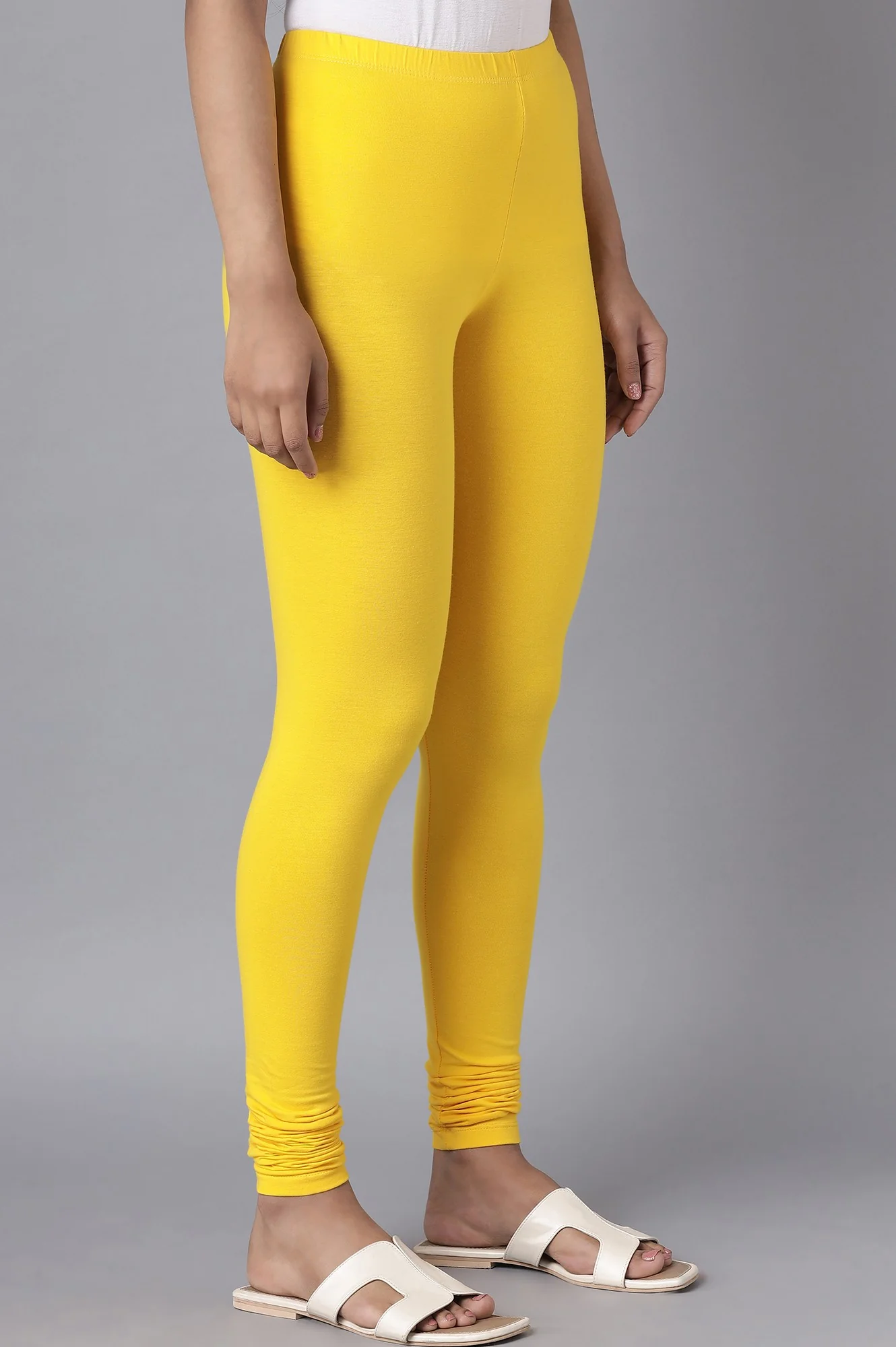 Yellow Skin Fit Churidar - Image 4