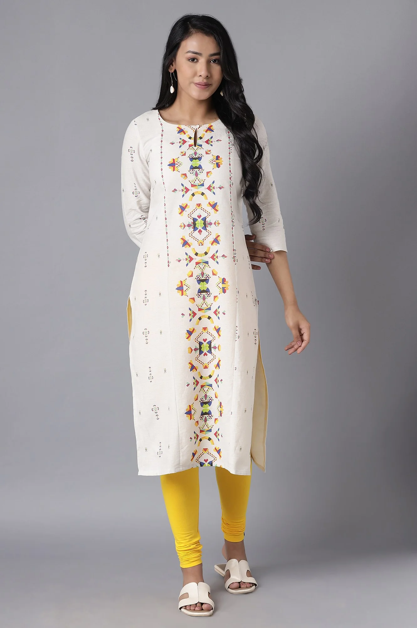 Yellow Skin Fit Churidar - Image 5