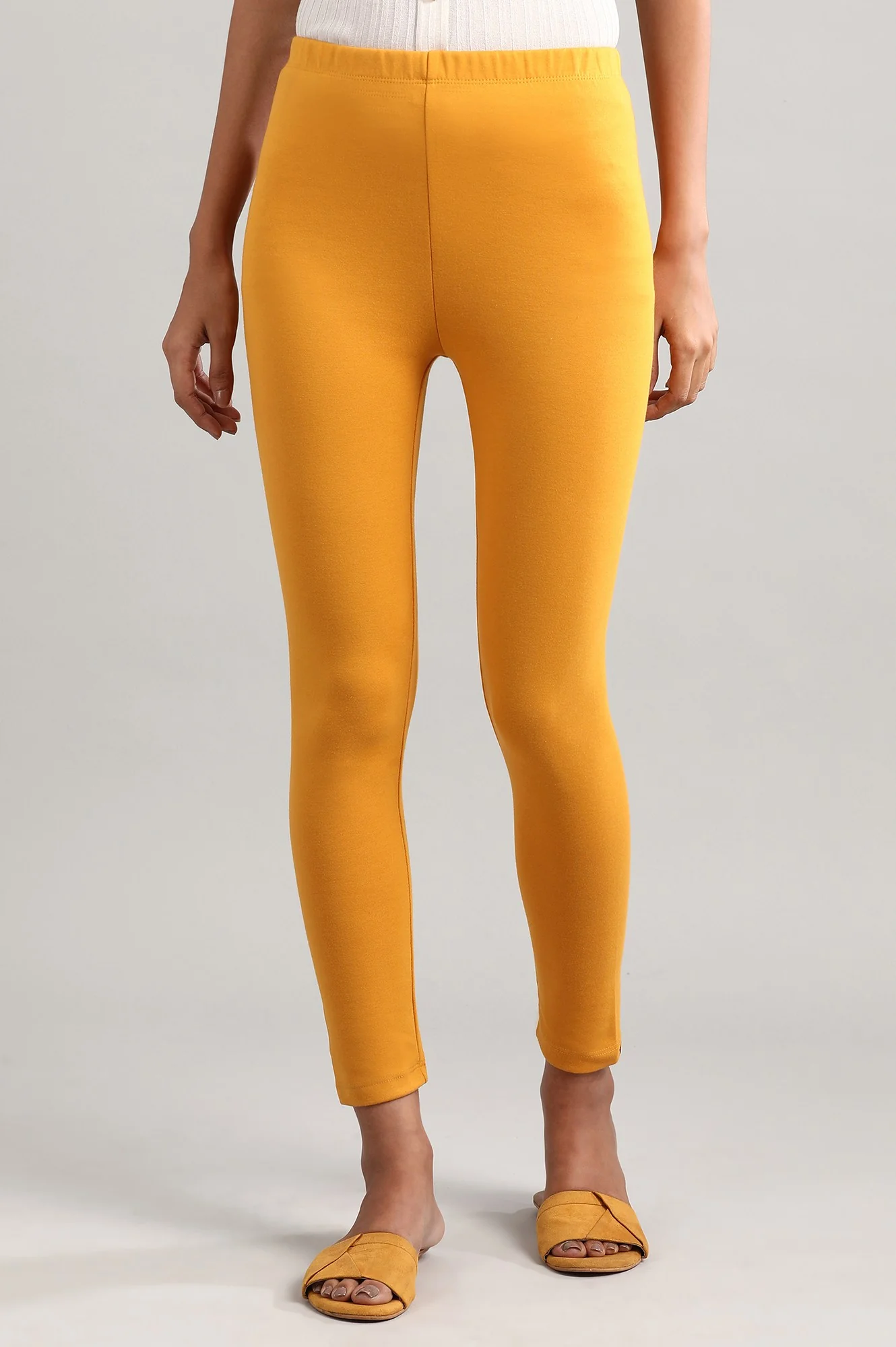 Yellow Solid Winter Tights