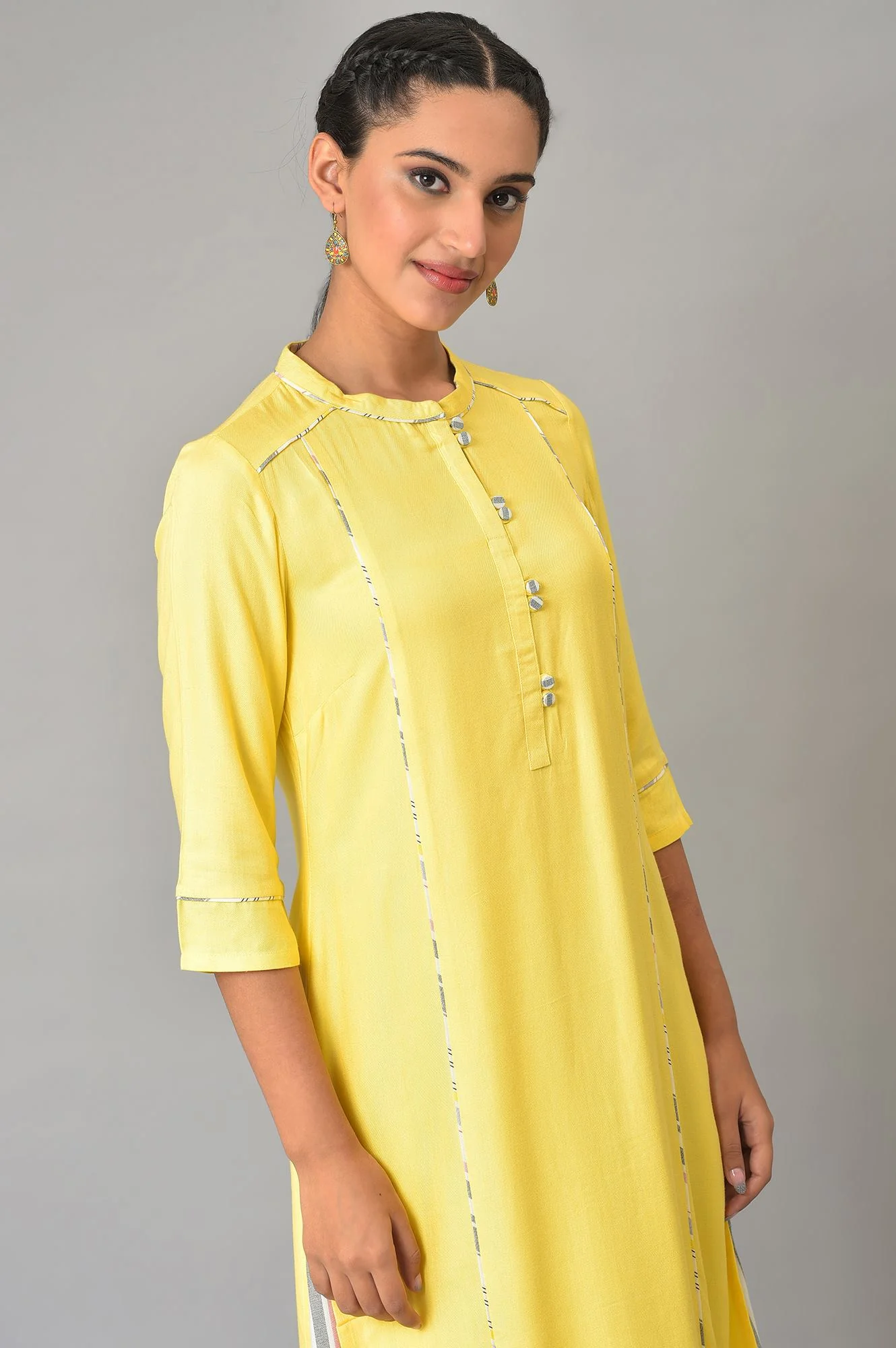 Yellow Straight Summer kurta Set - Image 5