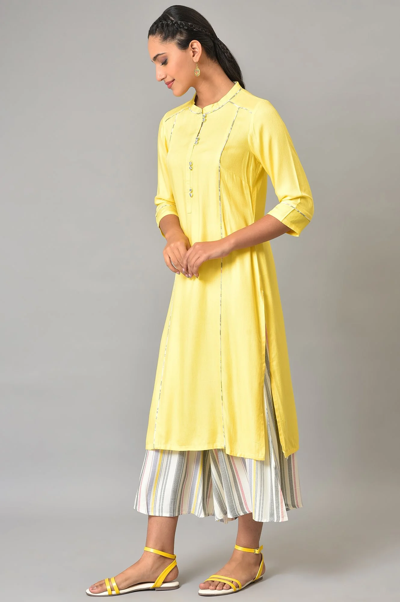 Yellow Straight Summer Plus Size kurta Set - Image 3