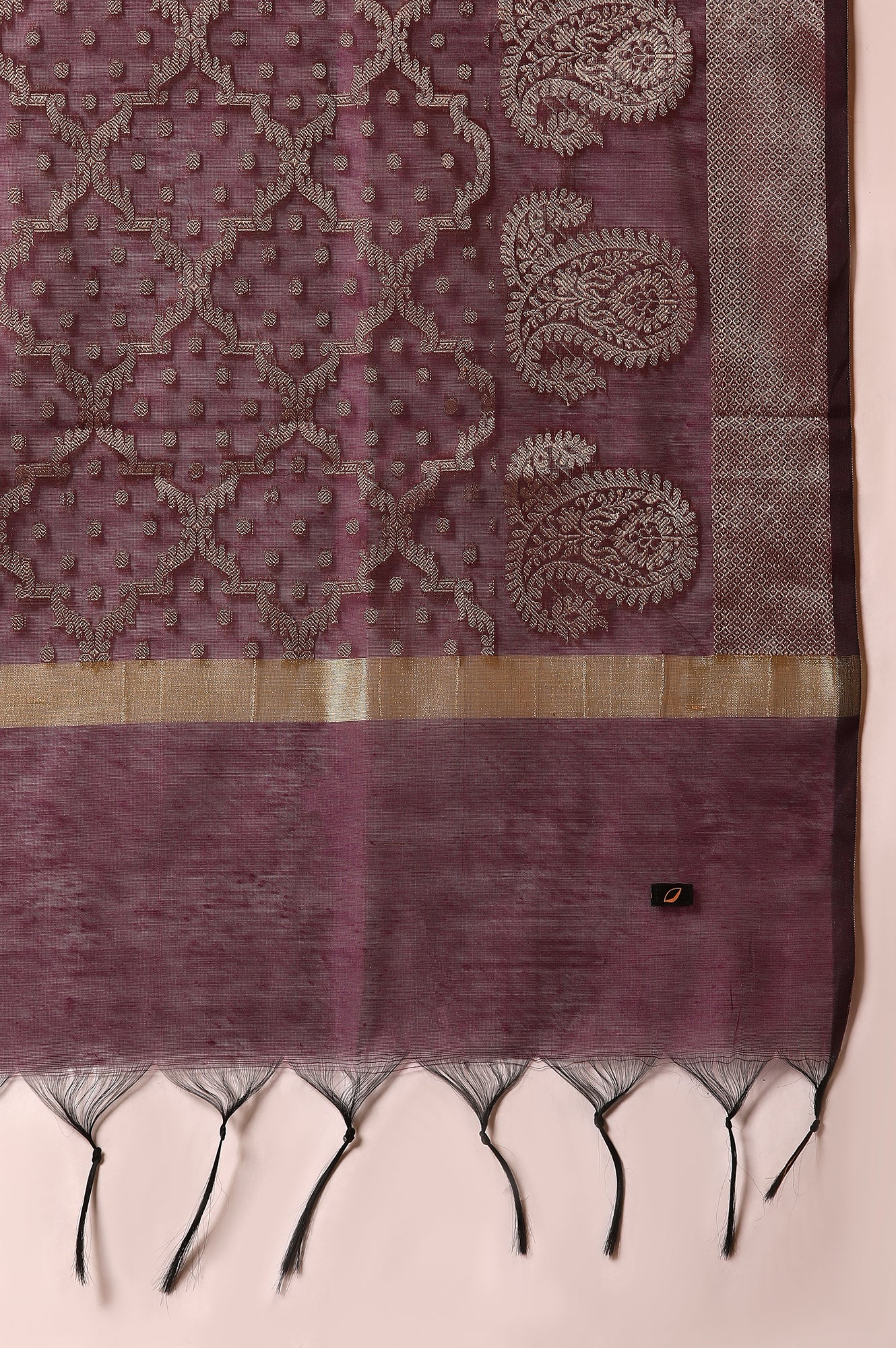 Purple Anarkali Dori Embroidered Kurta, Tights and Dupatta Set - Image 9