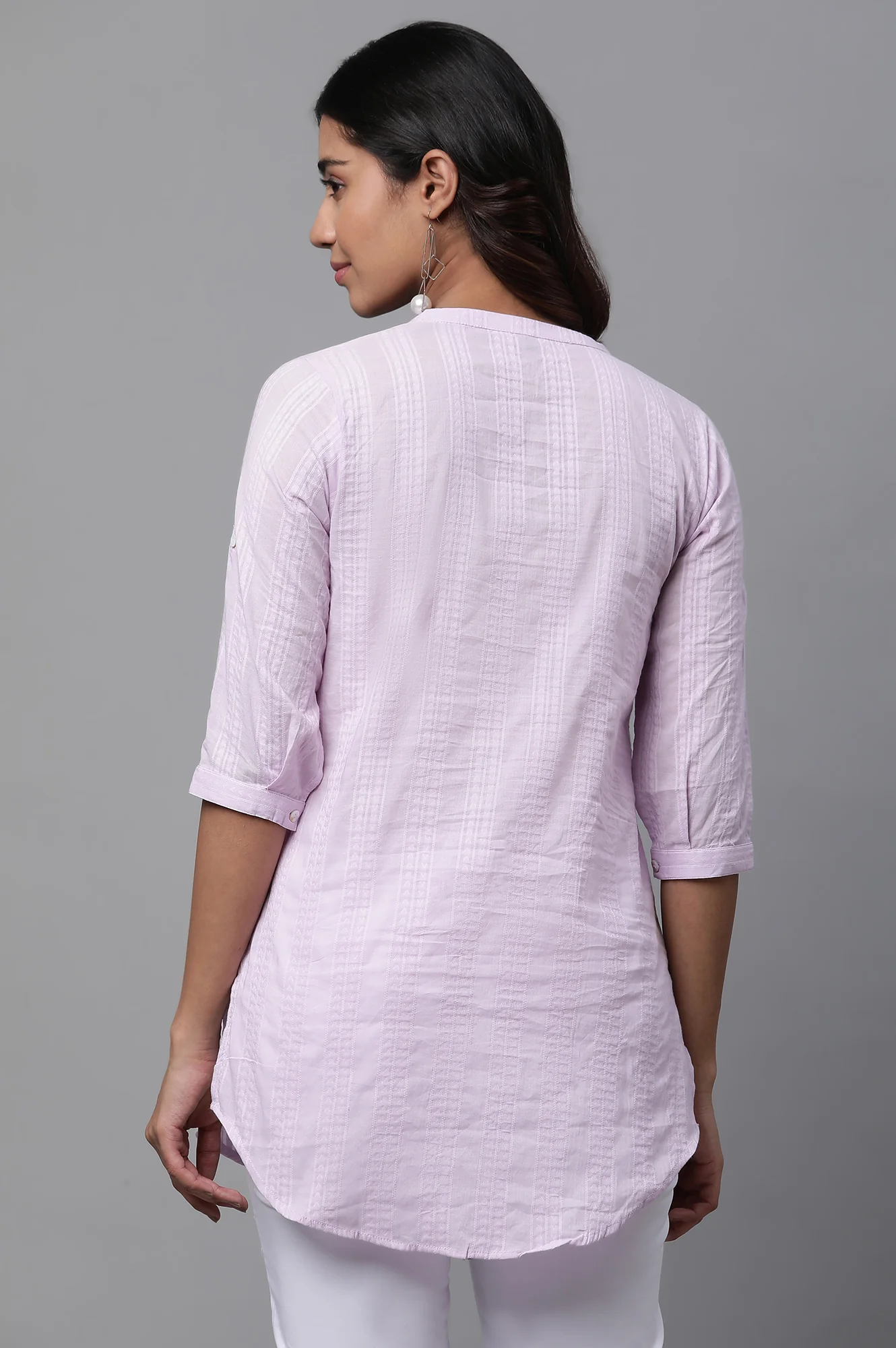 Purple Cotton Yarn-Dyed Kurti - Image 3