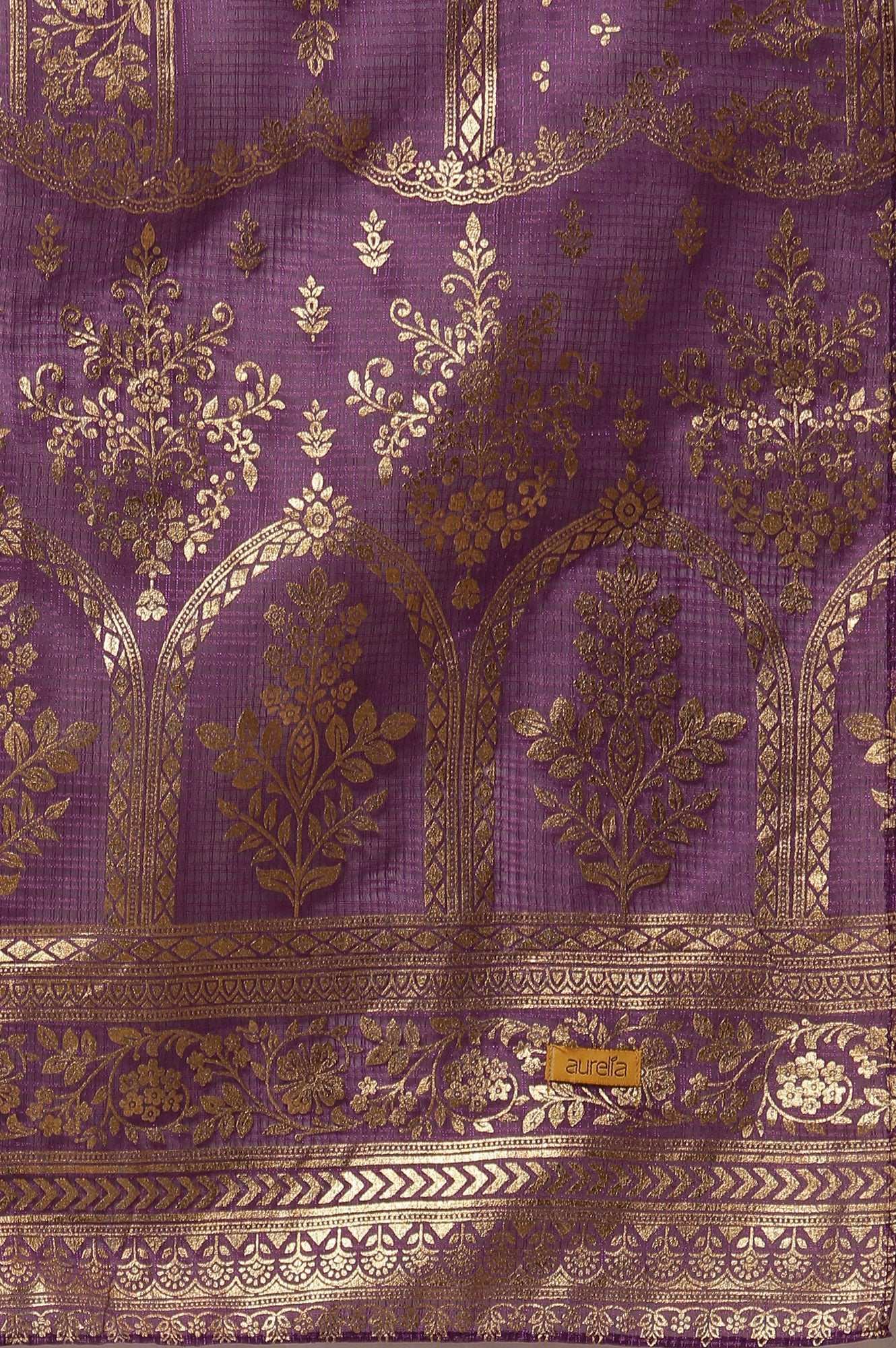 Purple Floral Printed Embroidered Kurta, Palazzo and Dupatta Set - Image 10
