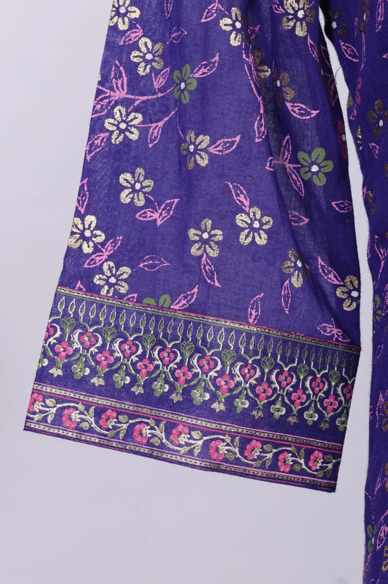 Purple Floral Printed Foil Print A-line Kurta - Image 6