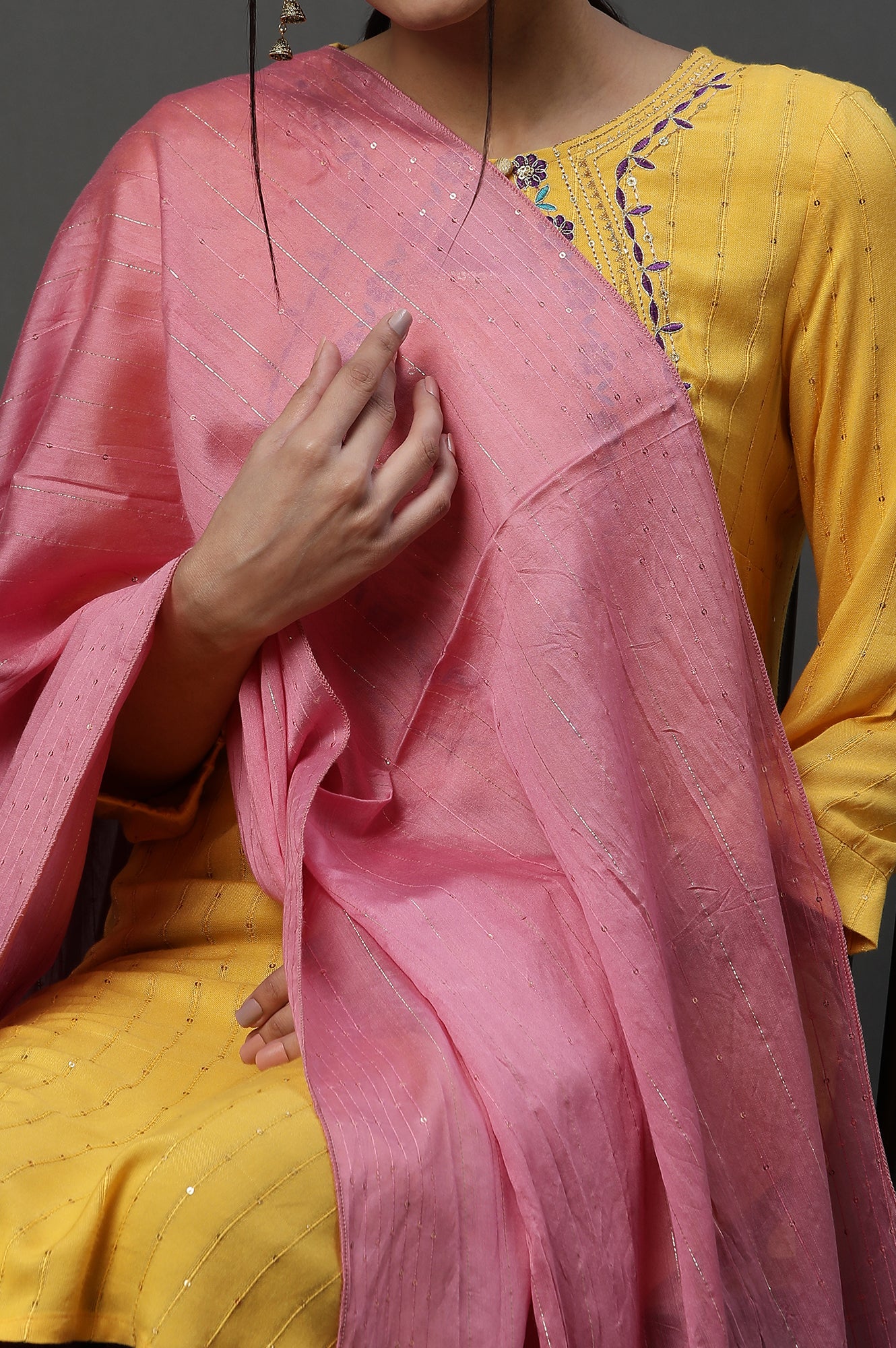 Purple Ombre Sequined Dupatta - Image 4