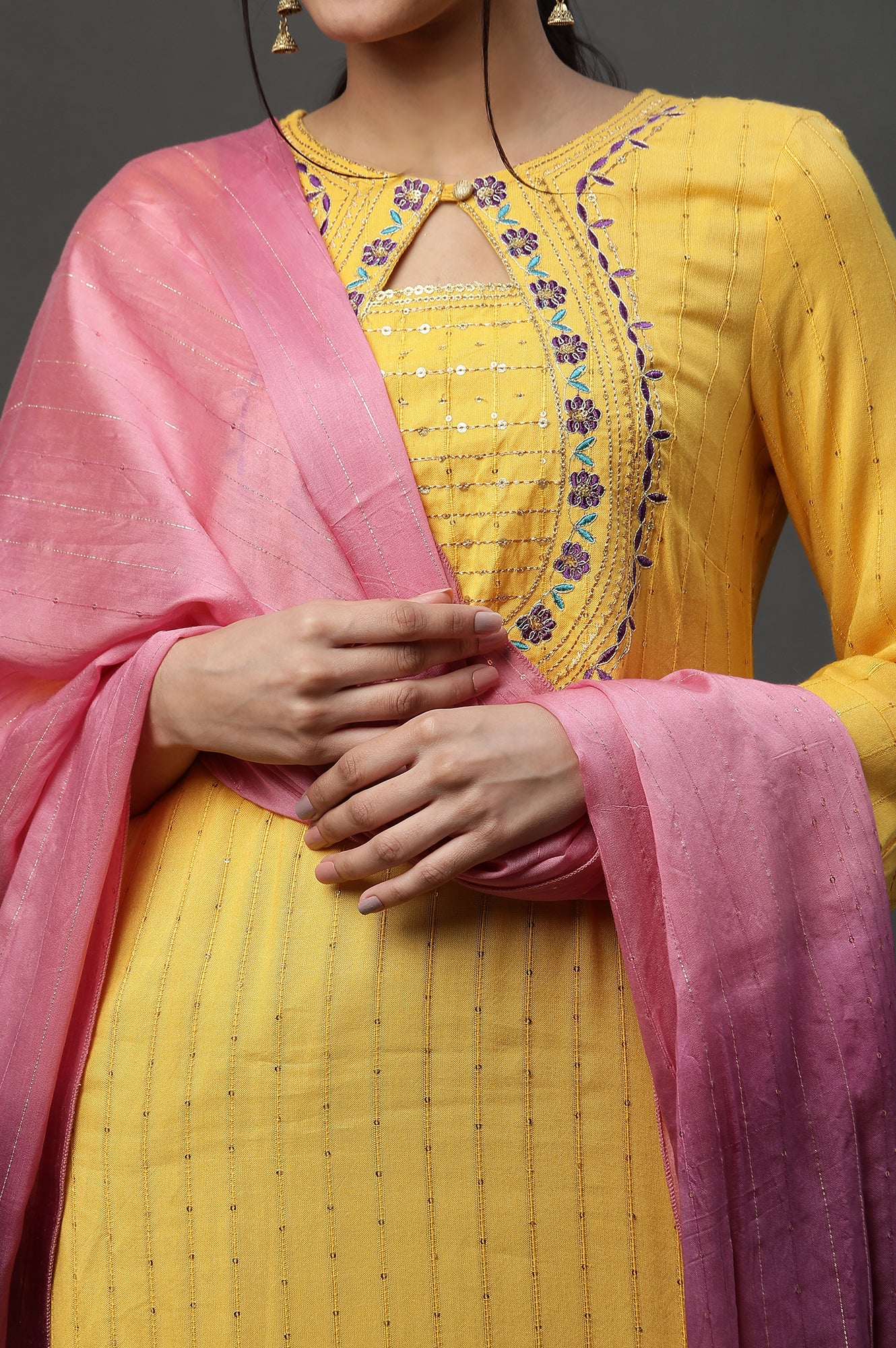Purple Ombre Sequined Dupatta - Image 5