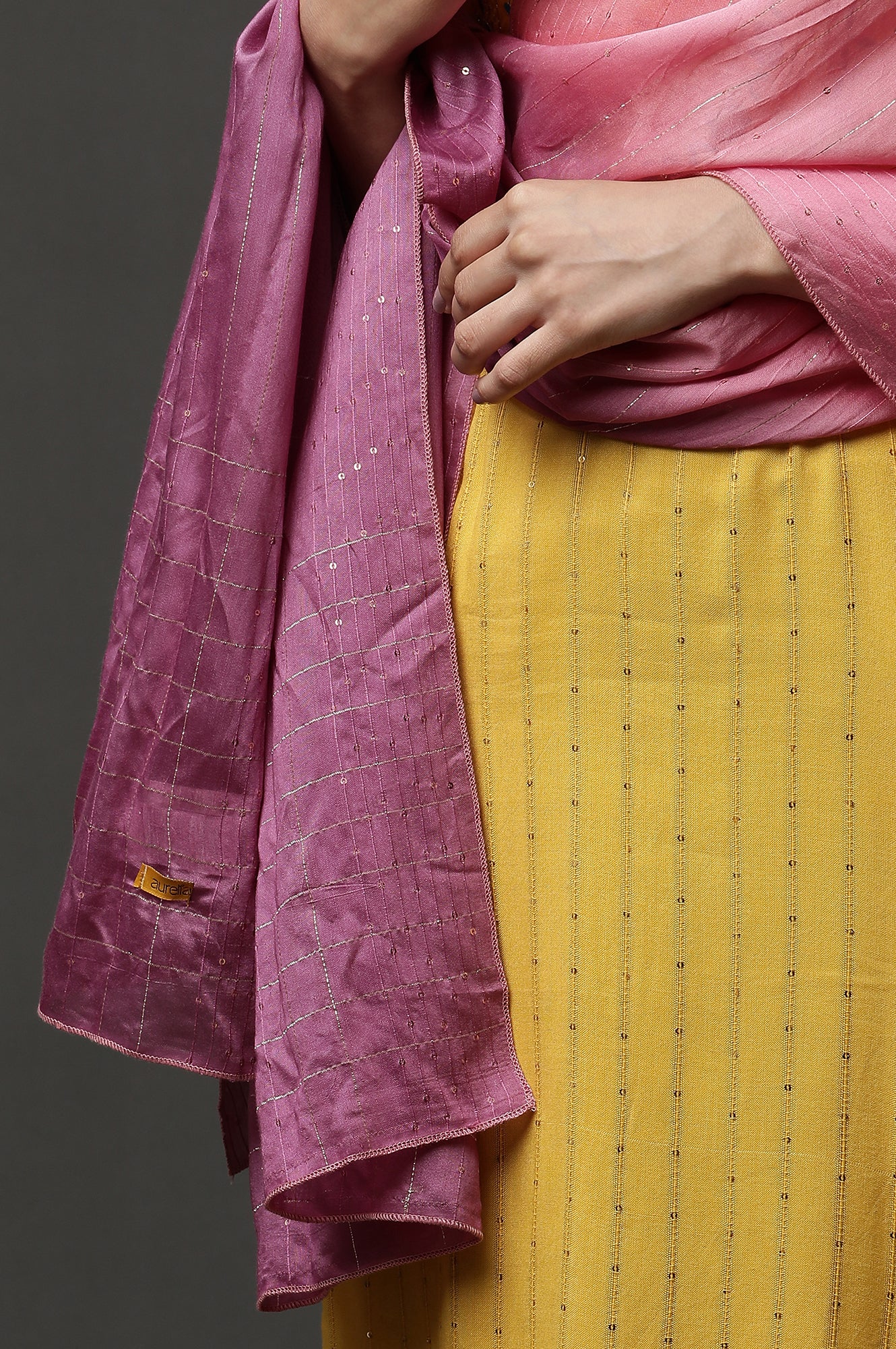 Purple Ombre Sequined Dupatta - Image 6