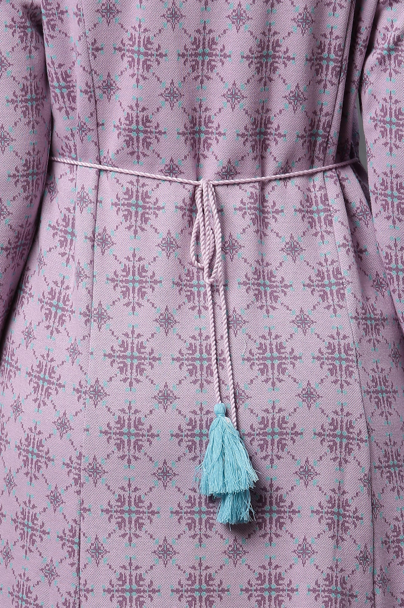 Purple Printed A-line Kurta and Tights Winter Set - Image 7