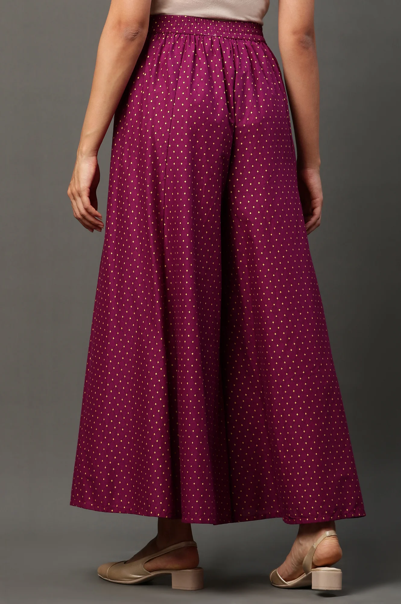 Purple Printed Semi-Flared Palazzo - Image 3