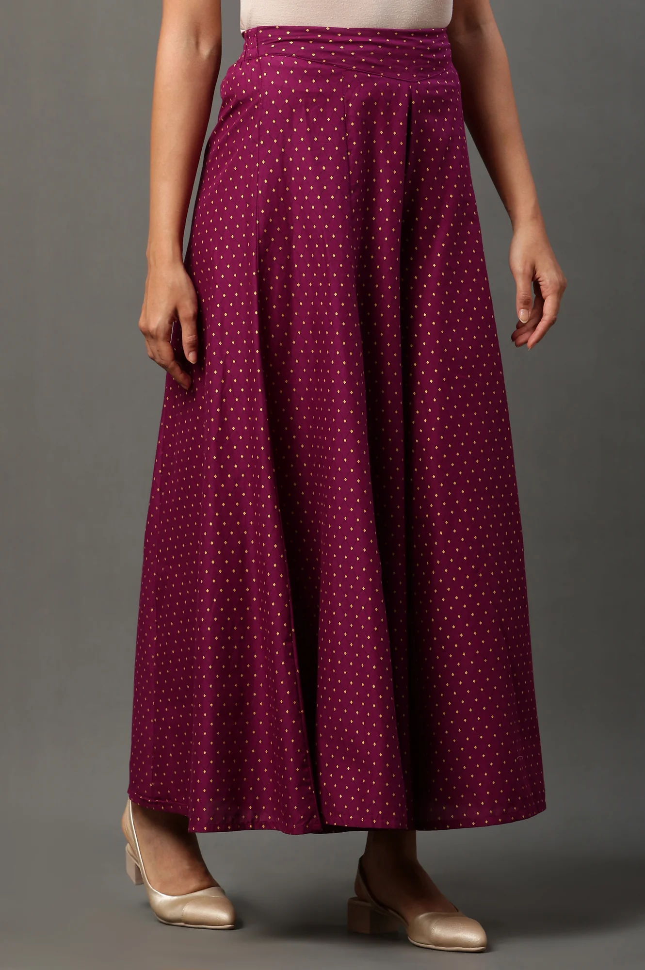Purple Printed Semi-Flared Palazzo - Image 4